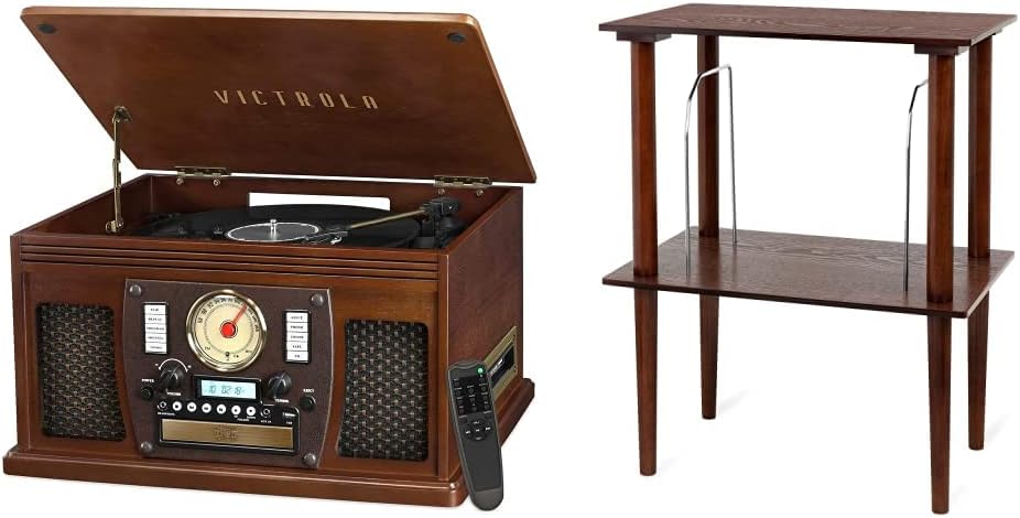 Victrola 8-in-1 Bluetooth Record Player & Multimedia Center, Built-in Stereo Speakers - Turntable, Wireless Music Streaming, Real Wood | Espresso