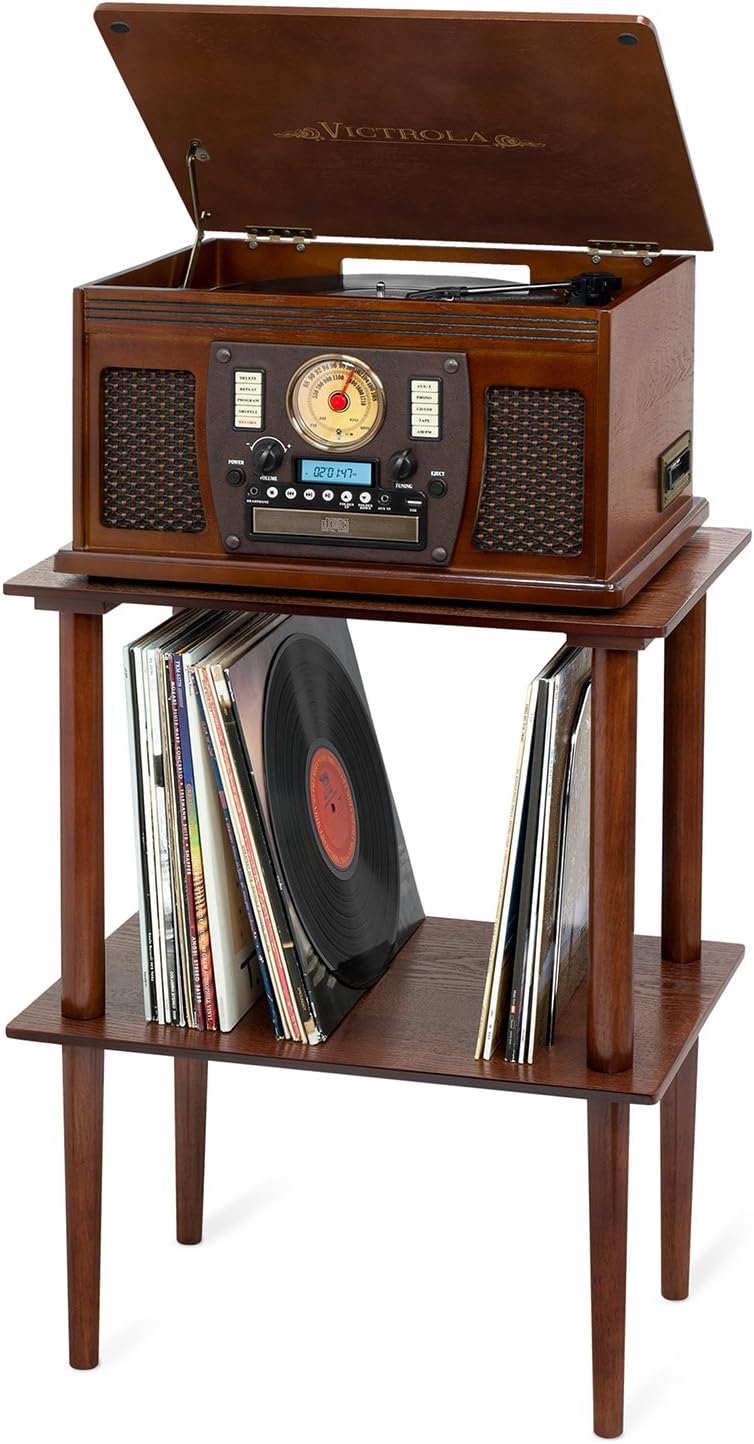 Victrola 8-in-1 Bluetooth Account Player & Multimedia Center, Built-in Stereo Speakers - Turntable, Wireless Music Streaming, Real Wood | Espresso