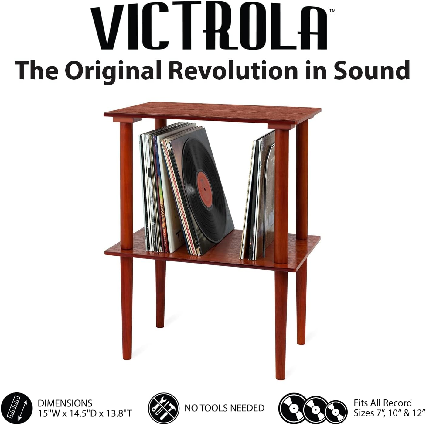 Victrola 8-in-1 Bluetooth Report Player & Multimedia Center, Built-in Stereo Speakers - Turntable, Wireless Music Streaming, Real Wood | Espresso