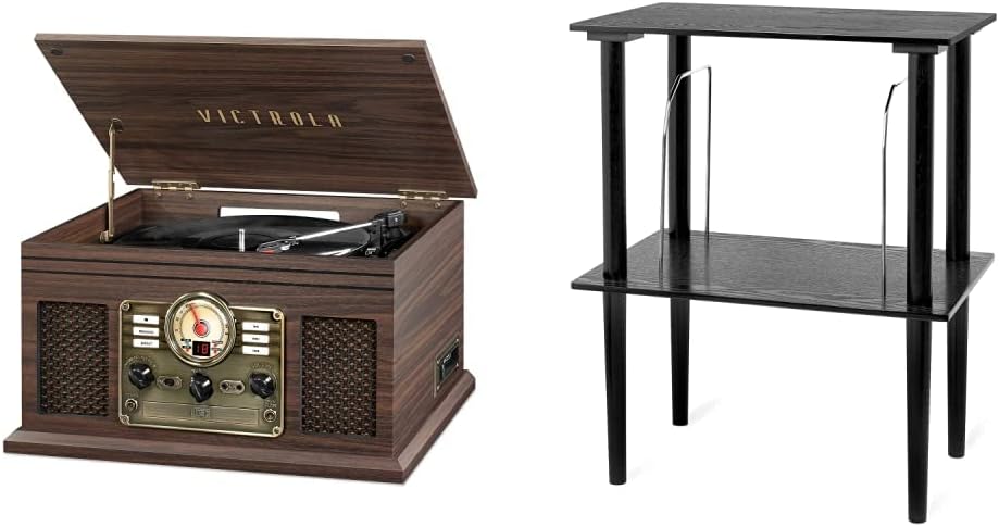 Victrola Nostalgic 6-in-1 Bluetooth Record Player & Multimedia Center with Built-in Speakers - 3-Speed Turntable, CD & Cassette Player, FM Radio | Wireless Music Streaming | Mahogany