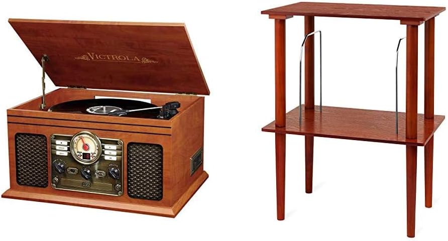 Victrola Nostalgic 6-in-1 Bluetooth Record Player & Multimedia Center with Built-in Speakers – 3-Speed Turntable, CD & Cassette Player, FM Radio | Wireless Music Streaming | Mahogany