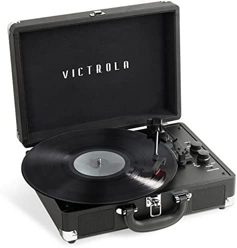 Victrola Vintage 3-Speed Bluetooth Portable Suitcase Record Player with Built-in Speakers | Upgraded Turntable Audio Sound| Includes Extra Stylus | Black, Template Number: VSC-550BT-BK, 1SFA