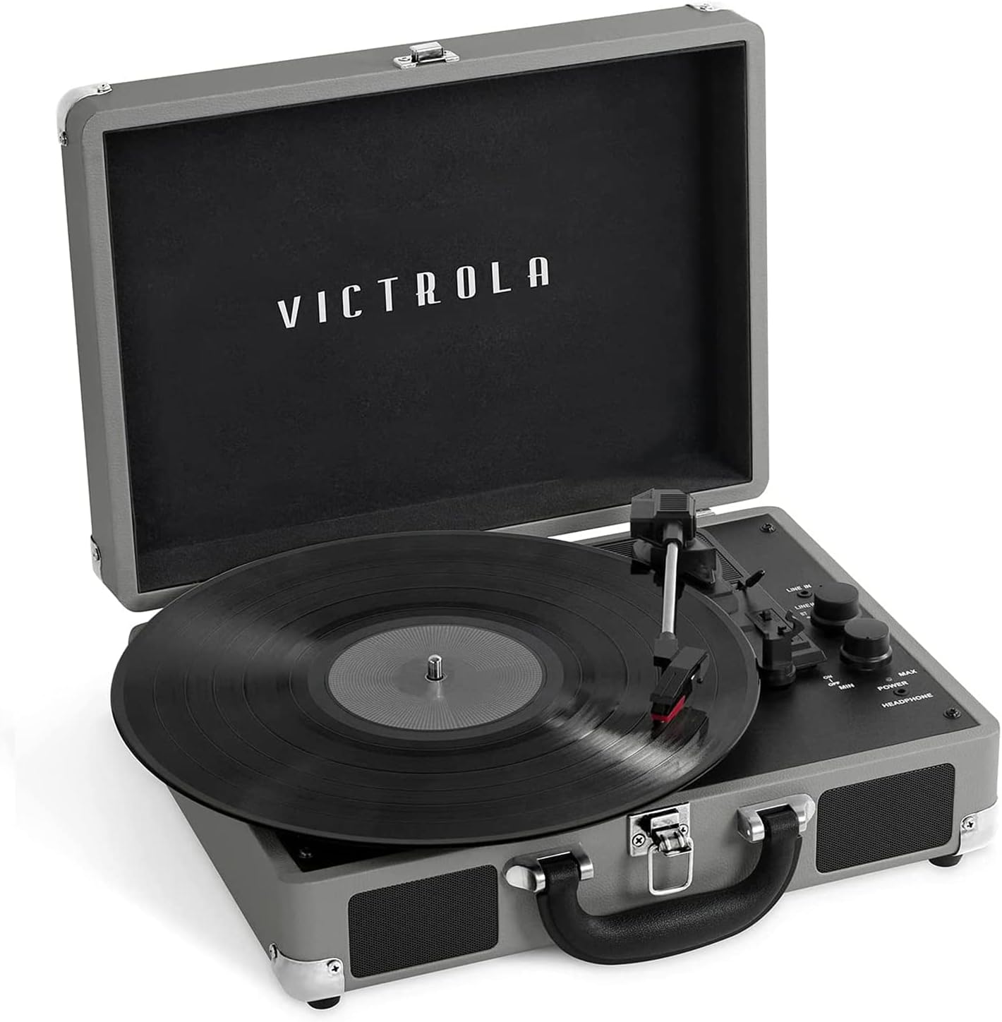 Victrola Vintage 3-Speed Bluetooth Portable Suitcase Account Player with Built-in Speakers | Upgraded Turntable Audio Sound| Includes Extra Stylus | Black, Template Number: VSC-550BT-BK, 1SFA