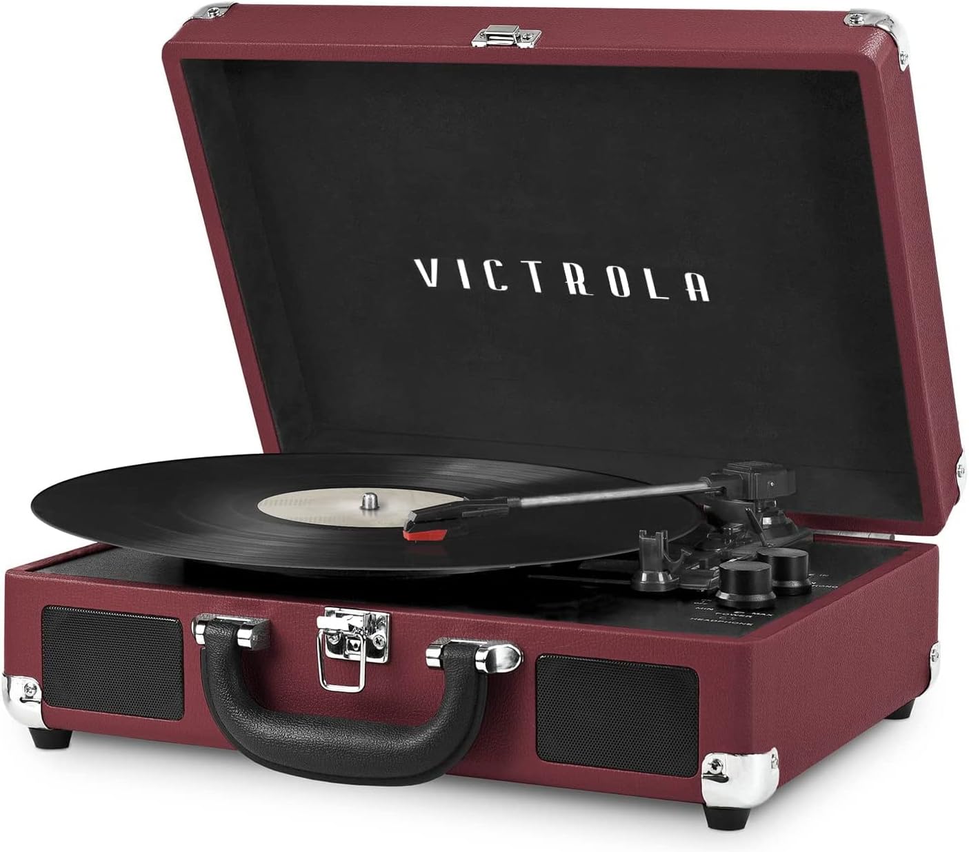 Victrola Vintage 3-Speed Bluetooth Portable Suitcase Report Player with Built-in Speakers | Upgraded Turntable Audio Sound| Includes Extra Stylus | Turquoise, Template Number: VSC-550BT