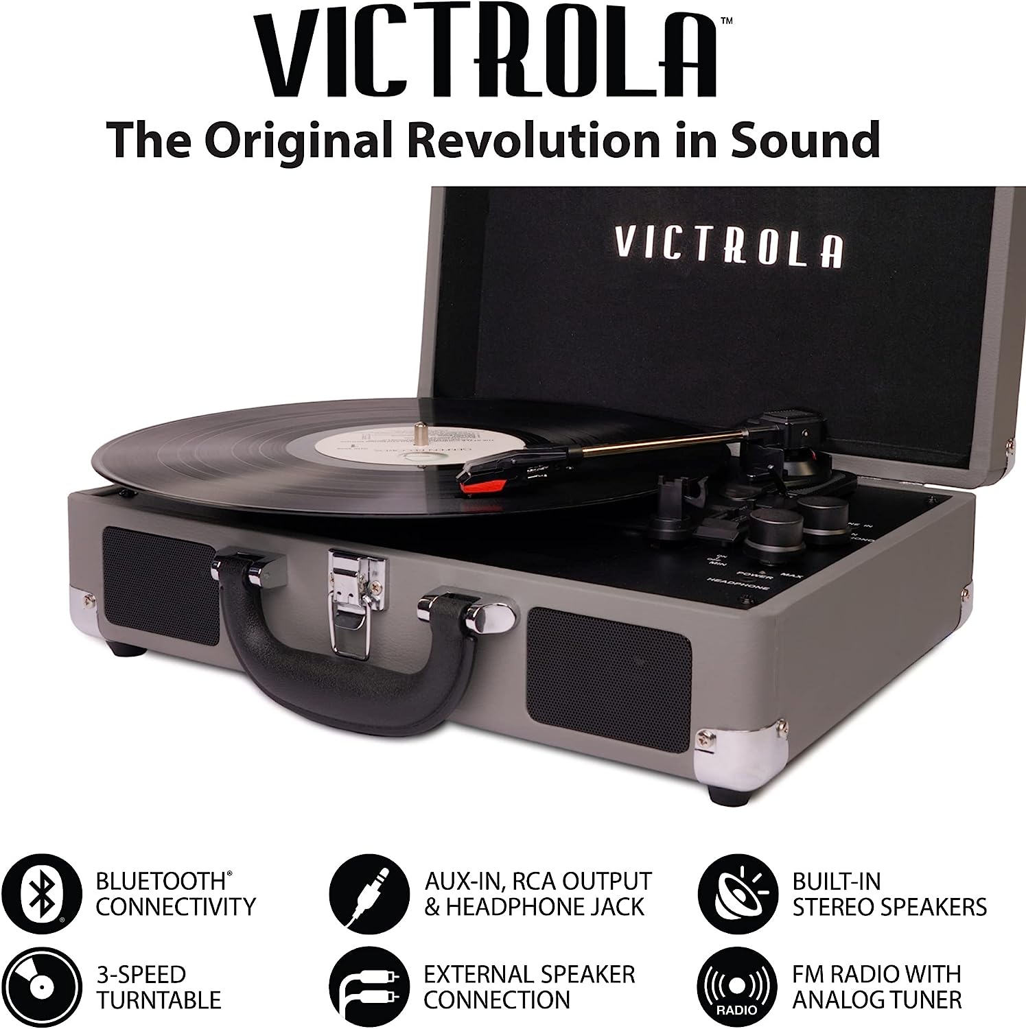 Victrola Vintage 3-Speed Bluetooth Portable Suitcase Record Player with Built-in Speakers | Upgraded Turntable Audio Sound| Includes Extra Stylus | Turquoise, Prototype Number: VSC-550BT