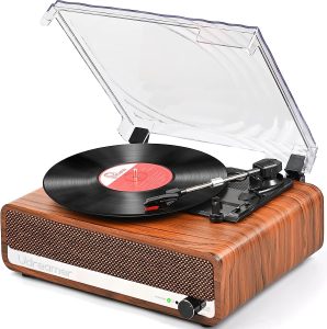 Vinyl Account Player with Upgraded Speakers Needle Pressure Adjustment,Vintage Turntable for Vinyl Records,Portable Vinyl LP Player with 3 Input,RCA Output and Headphone Jack