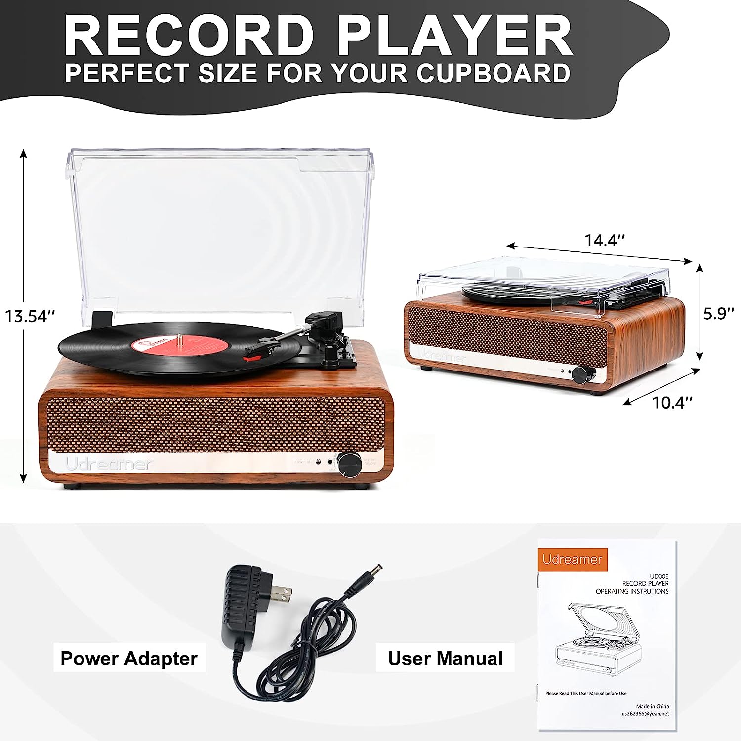 Vinyl Report Player with Upgraded Speakers Needle Pressure Adjustment,Vintage Turntable for Vinyl Records,Portable Vinyl LP Player with 3 Input,RCA Output and Headphone Jack