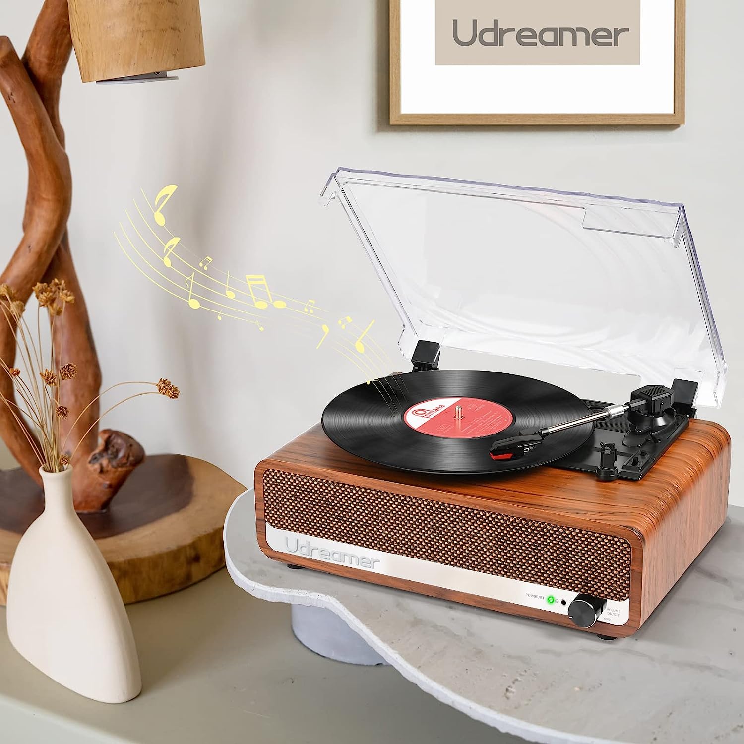 Vinyl Report Player with Upgraded Speakers Needle Pressure Adjustment,Vintage Turntable for Vinyl Records,Portable Vinyl LP Player with 3 Input,RCA Output and Headphone Jack