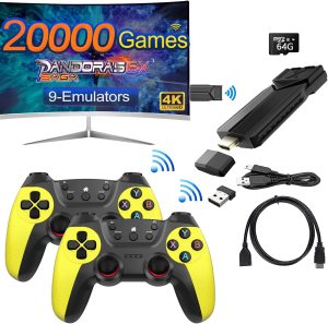 20000+ Games, Wireless Retro Game Console, Handheld Console, Plug and Play Video Game Stick, 9 emulators, 4K HDMI Output, Dual 2.4G Wireless Controllers