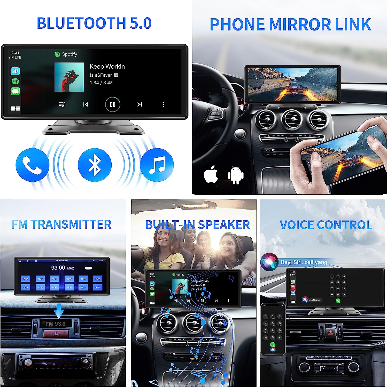 2023 Newest Portable Wireless Carplay Car Stereo with Touch Screen, 9.3