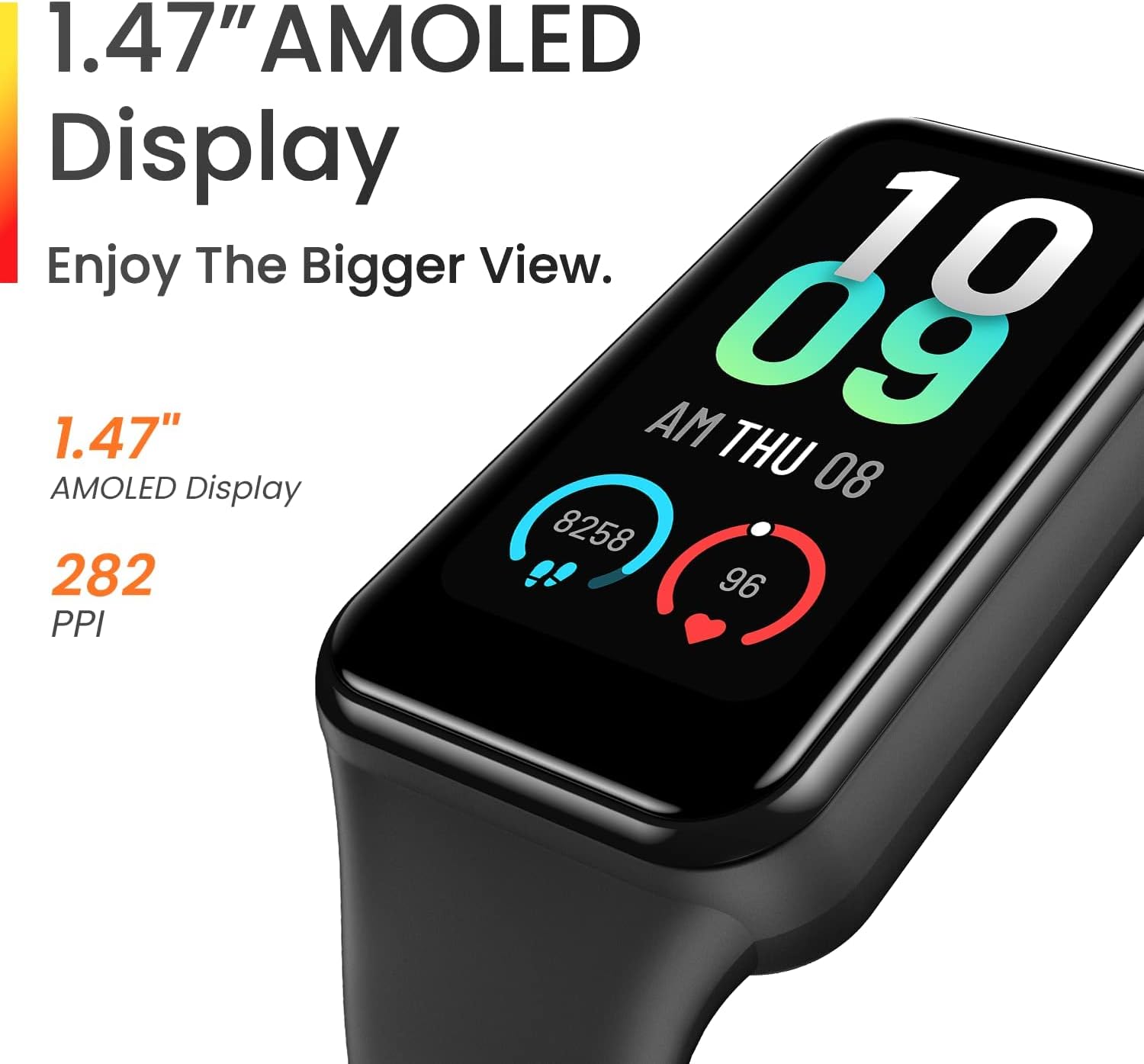 Amazfit Band 7 Fitness & Health Tracker for Women Men, 18-Day Battery Life, ALEXA Built-in, 1.47”AMOLED Display, Heart Rate & SpO₂ Monitoring, 120 Sports Modes, 5 ATM Water Resistant, Black