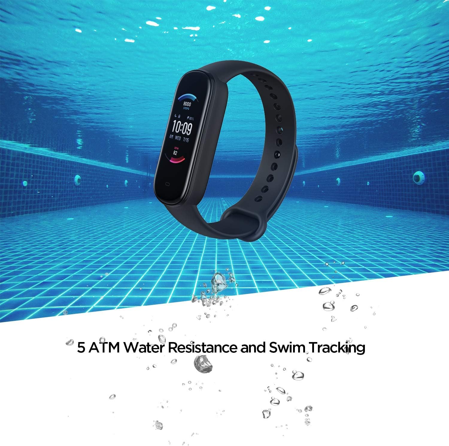 Amazfit Band 7 Fitness & Health Tracker for Women Men, 18-Day Battery Life, ALEXA Built-in, 1.47”AMOLED Display, Heart Rate & SpO₂ Monitoring, 120 Sports Modes, 5 ATM Water Resistant, Black