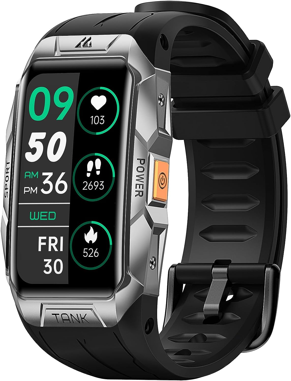 AMAZTIM Fitness Tracker-100M Waterproof,50Days Extra-Long Battery 3D Curved Glass Full Metal Smart Watch,Health&Fitness Watch with 24H Heart Rate/Sleep Monitor,1.47