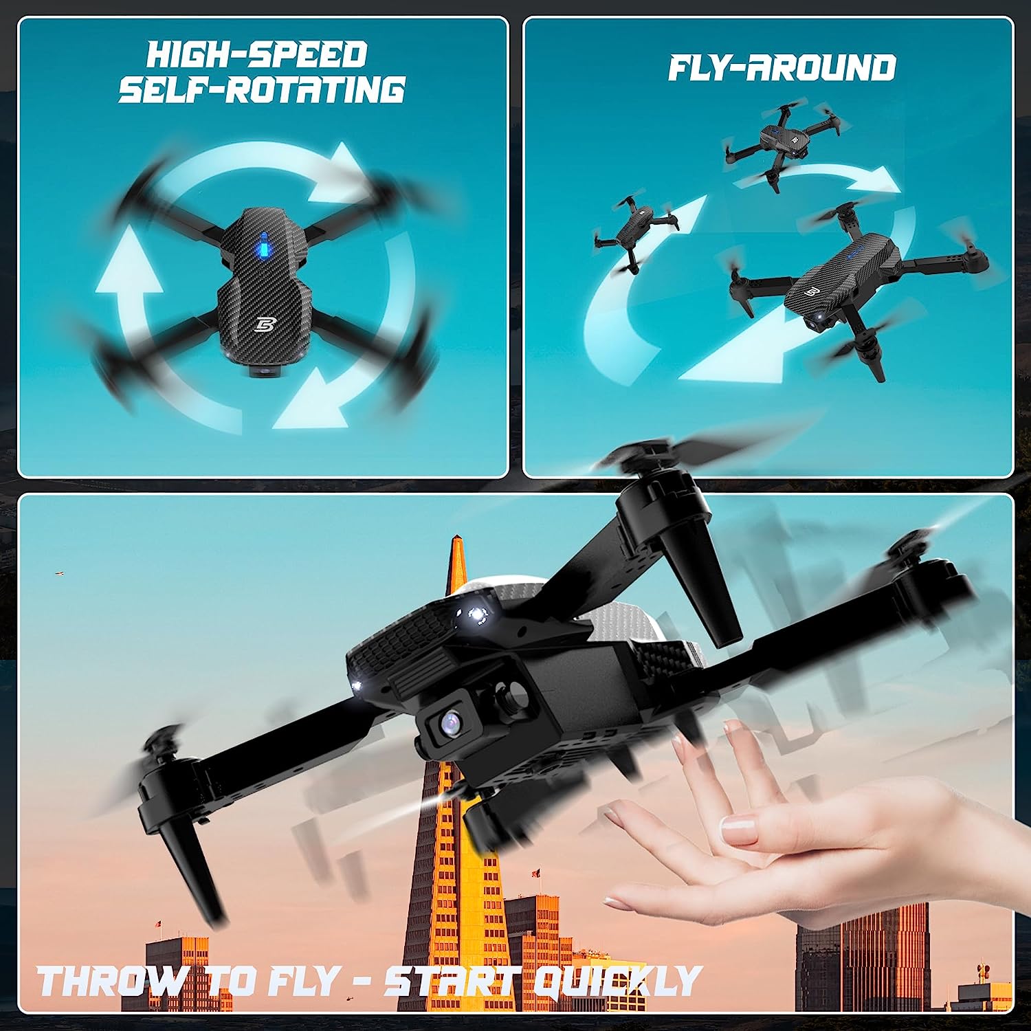 BEZGAR BD101 Drone with 1080P Camera for Adults and Kids - Foldable FPV Remote Control Drone with Gestures Selfie, Auto Hover, One Key Start/Land, 3D Flips, 2 Batteries, Toys Gifts for Boys Girls
