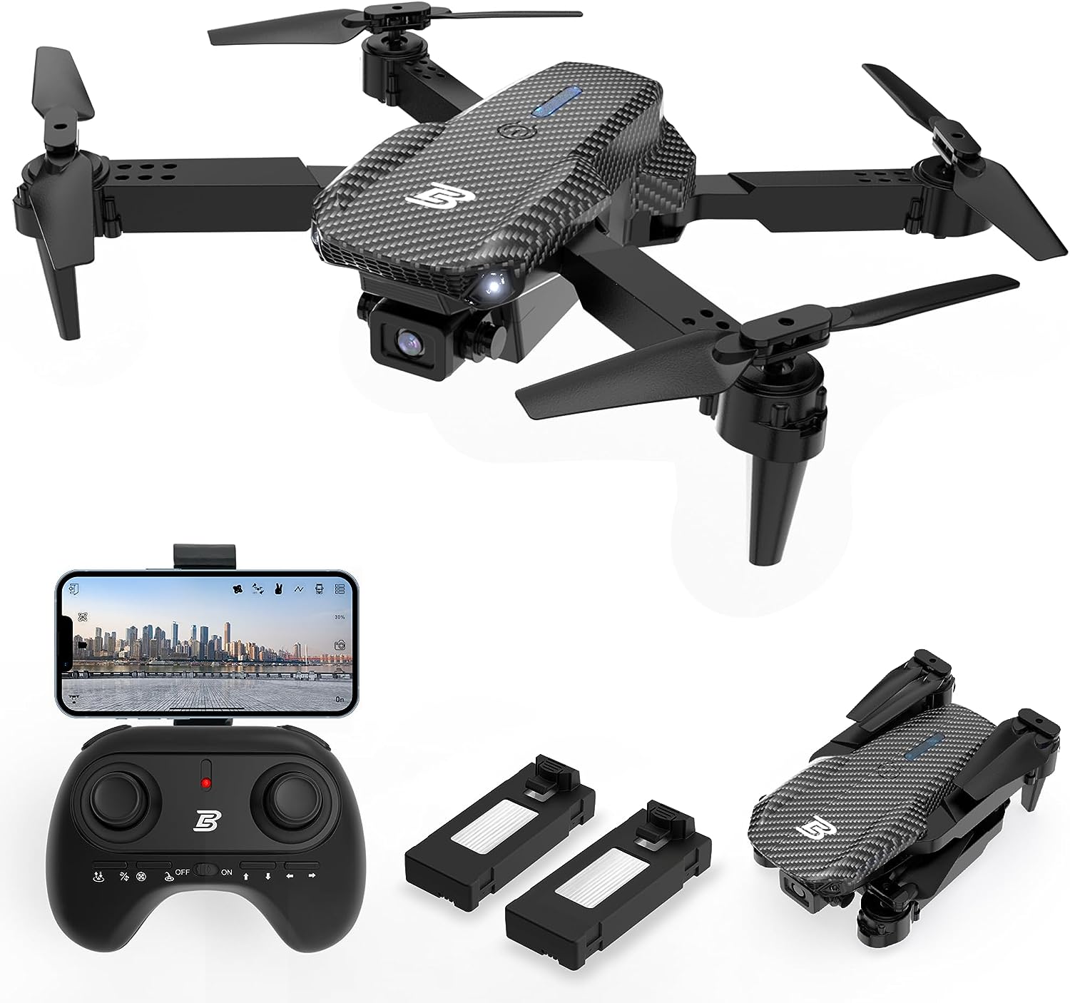 BEZGAR BD101 Drone with 1080P Camera for Adults and Kids - Foldable FPV Remote Control Drone with Gestures Selfie, Auto Hover, One Key Start/Land, 3D Flips, 2 Batteries, Toys Gifts for Boys Girls