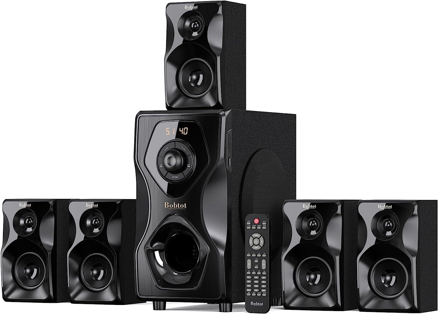 Bobtot Surround Sound Speakers Home Theater Systems - 700 Watts Peak Power 5.1/2.1 Stereo Bluetooth Speaker System 5.25