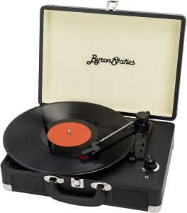 ByronStatics Vinyl Record Player, 3 Speed Turntable Record Player with 2 Built in Stereo Speakers, Replacement Needle, Supports RCA Line Out, AUX in, Portable Vintage Suitcase