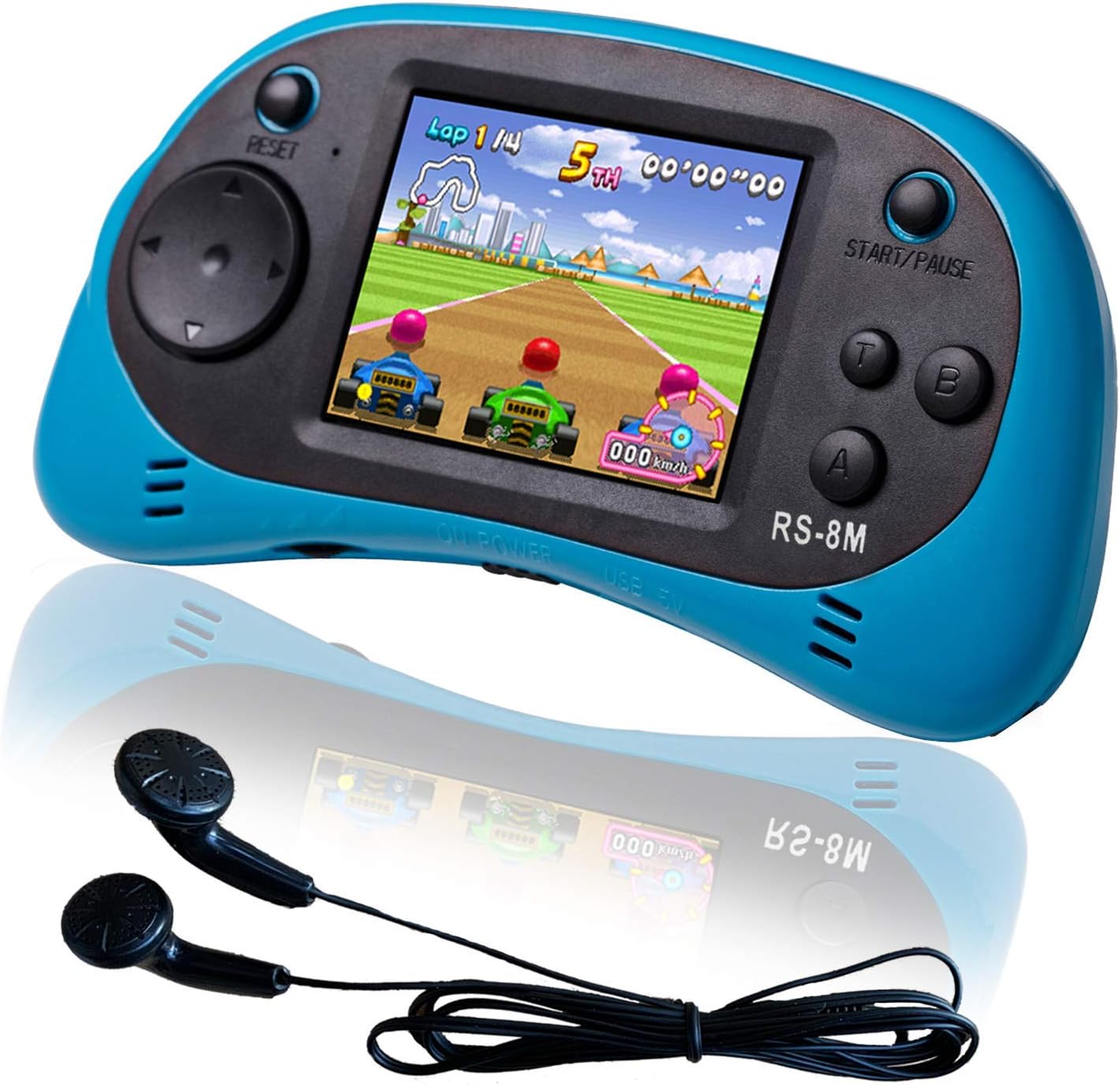 EASEGMER 16 Bit Kids Handheld Games Built-in 220 HD Video Games, 2.5 Inch Portable Game Player with Headphones - Best Travel Electronic Toys Gifts for Toddlers Age 3-10 Years Old Children (Blue)