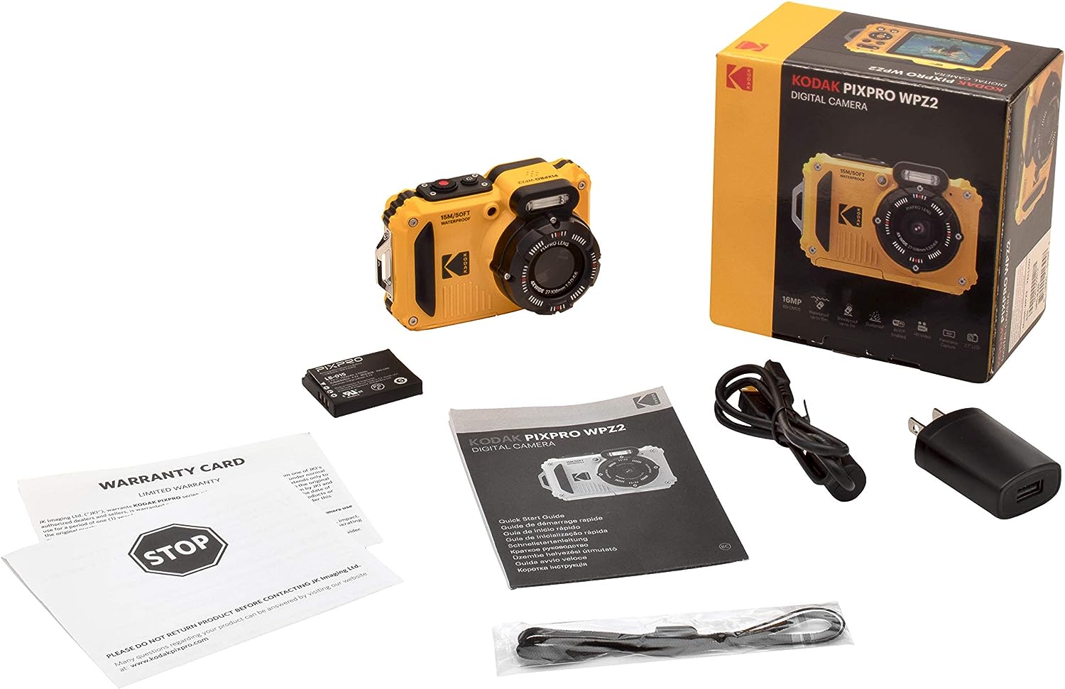 KODAK PIXPRO WPZ2 Rugged Waterproof Shockproof Dustproof WiFi Digital Camera 16MP 4X Optical Zoom 1080P Full HD Video Vlogging Camera 2.7