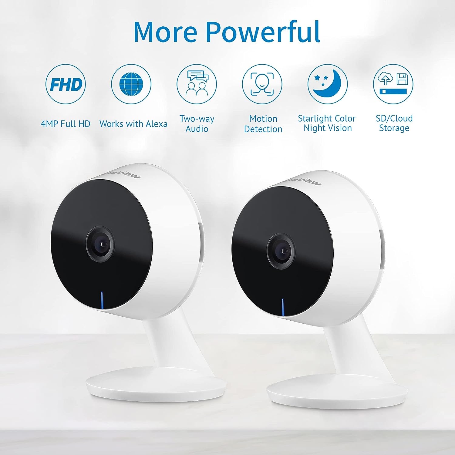 LaView 4MP Cameras for Home Security Indoor,Home Security Cameras for Baby/Elder/Pet/Nanny,Baby Cam Starlight Sensor Color Night Vision,US Cloud Service,Works with Alexa,iOS & Android & Web Access