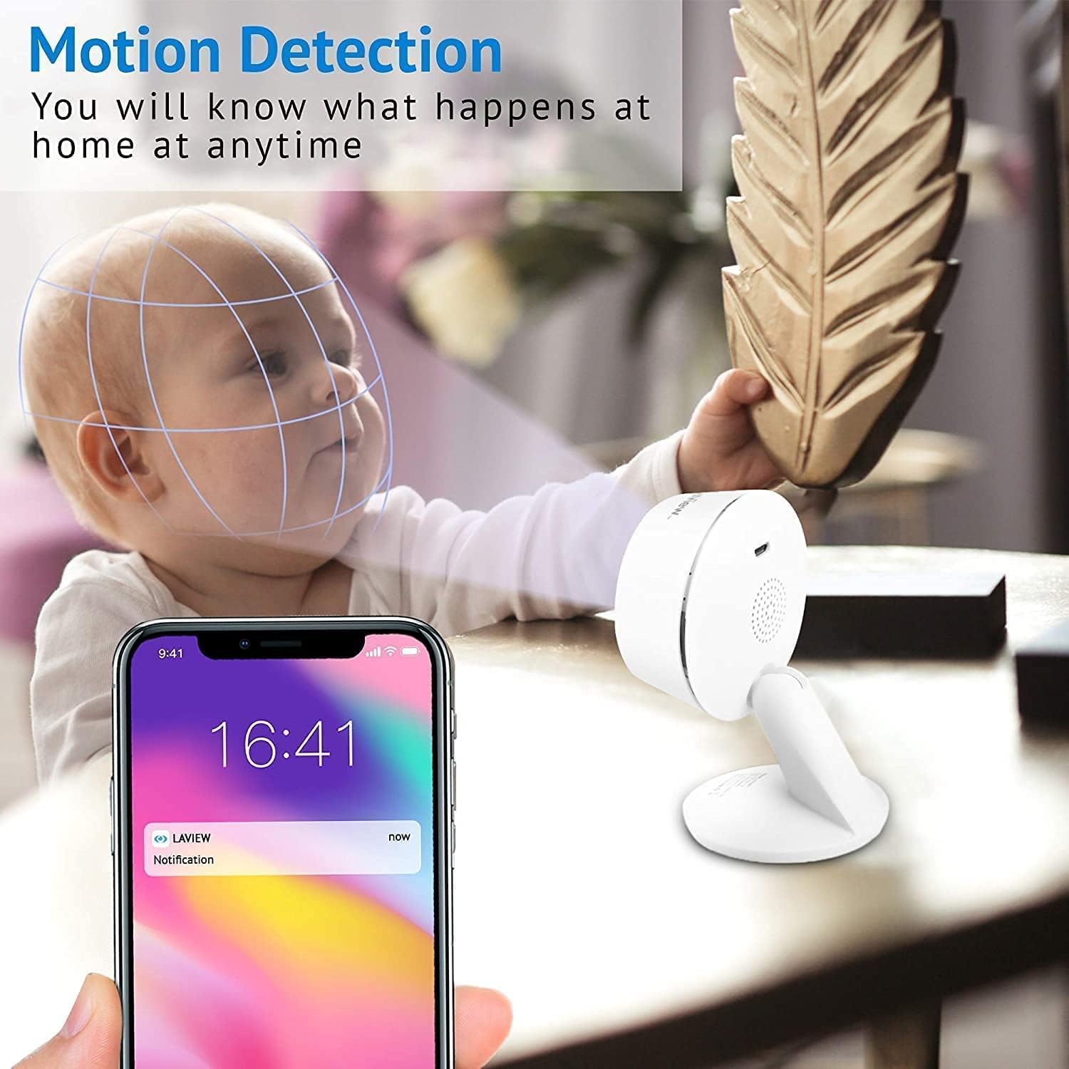 LaView 4MP Cameras for Home Security Indoor,Home Security Cameras for Baby/Elder/Pet/Nanny,Baby Cam Starlight Sensor Color Night Vision,US Cloud Service,Works with Alexa,iOS & Android & Web Access