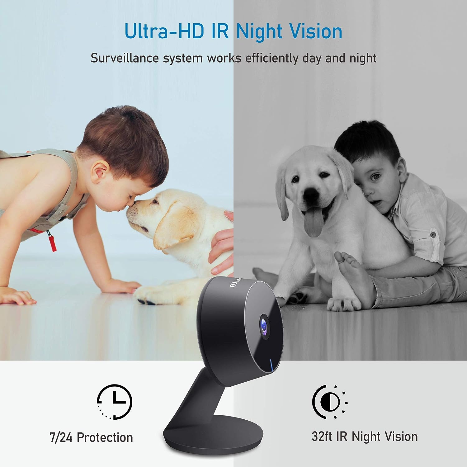 LaView 4MP Cameras for Home Security Indoor,Home Security Cameras for Baby/Elder/Pet/Nanny,Baby Cam Starlight Sensor Color Night Vision,US Cloud Service,Works with Alexa,iOS & Android & Web Access