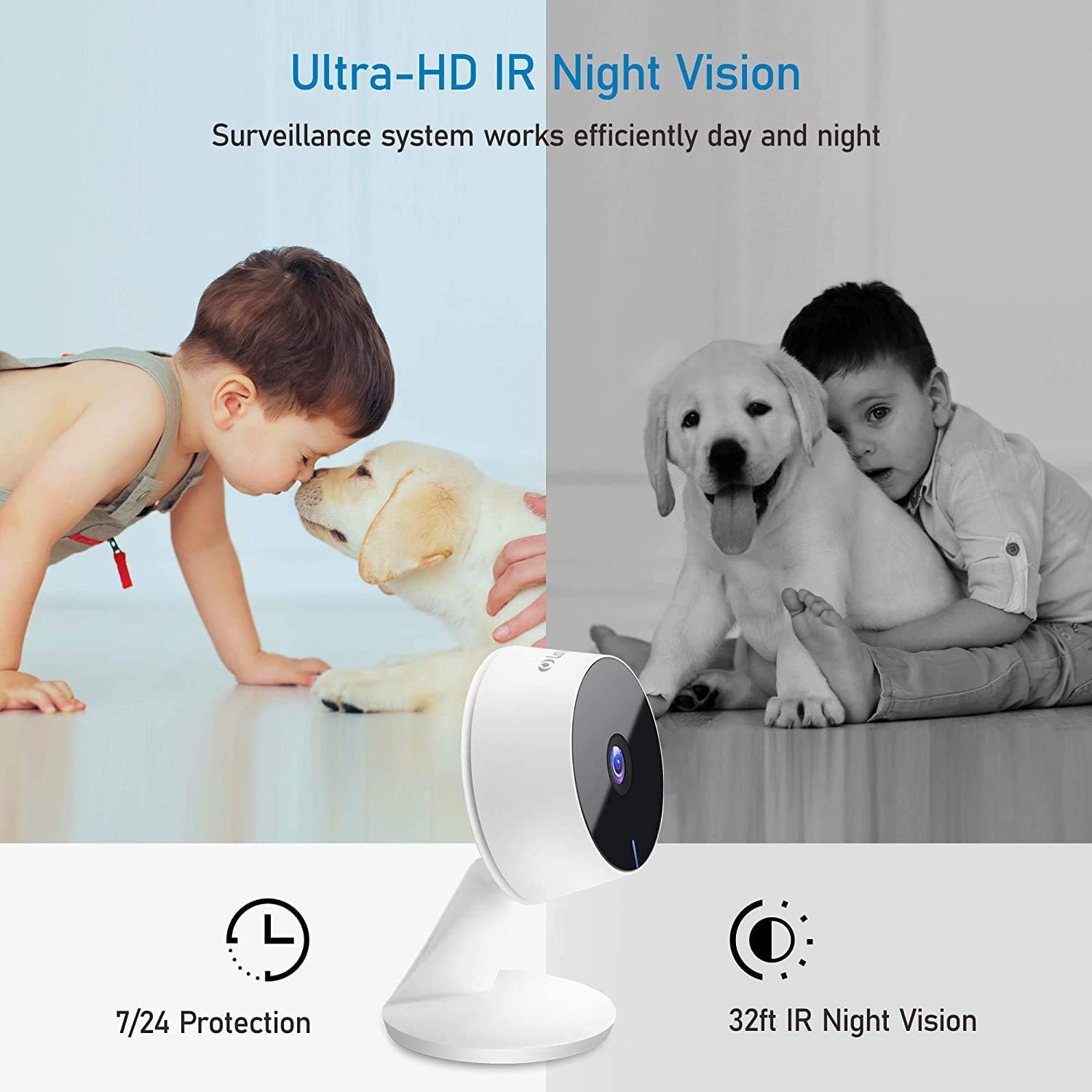 LaView 4MP Cameras for Home Security Indoor,Home Security Cameras for Baby/Elder/Pet/Nanny,Baby Cam Starlight Sensor Color Night Vision,US Cloud Service,Works with Alexa,iOS & Android & Web Access