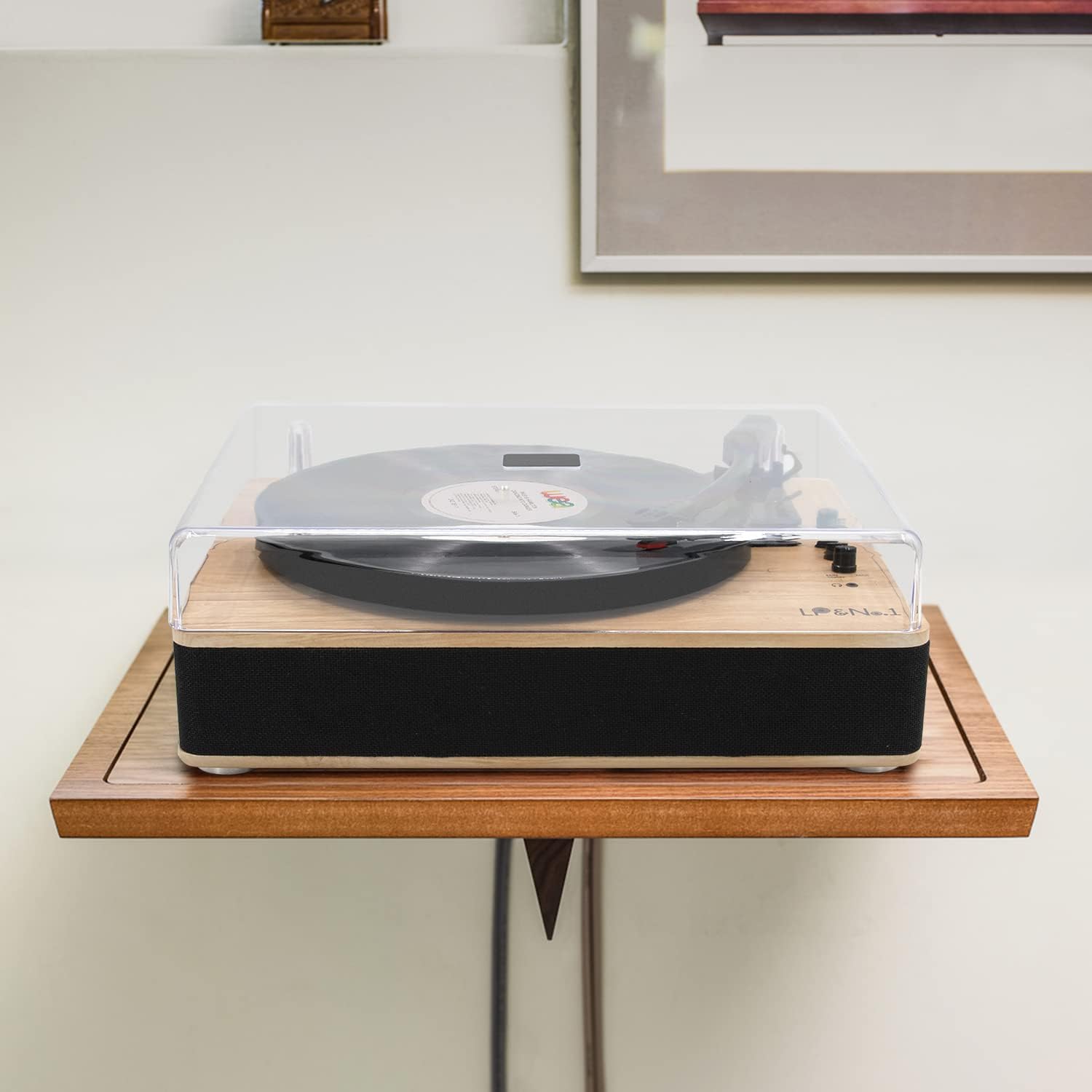 LP&No.1 Bluetooth Record Player with Stereo Speakers, 3-Speed Belt-Drive Turntable for Vinyl Records with Wireless Playback and Auto-Stop