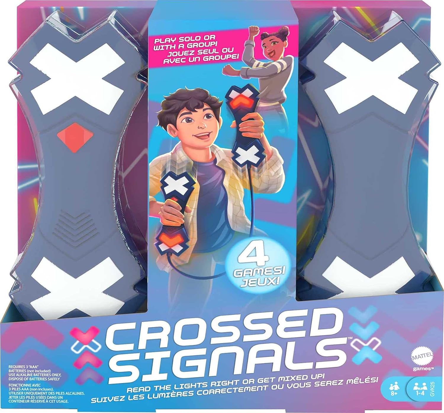 Mattel Games Crossed Signals Game for Kids & Adults, Electronic Game with Pair of Talking Light Wands, 1-4 Players