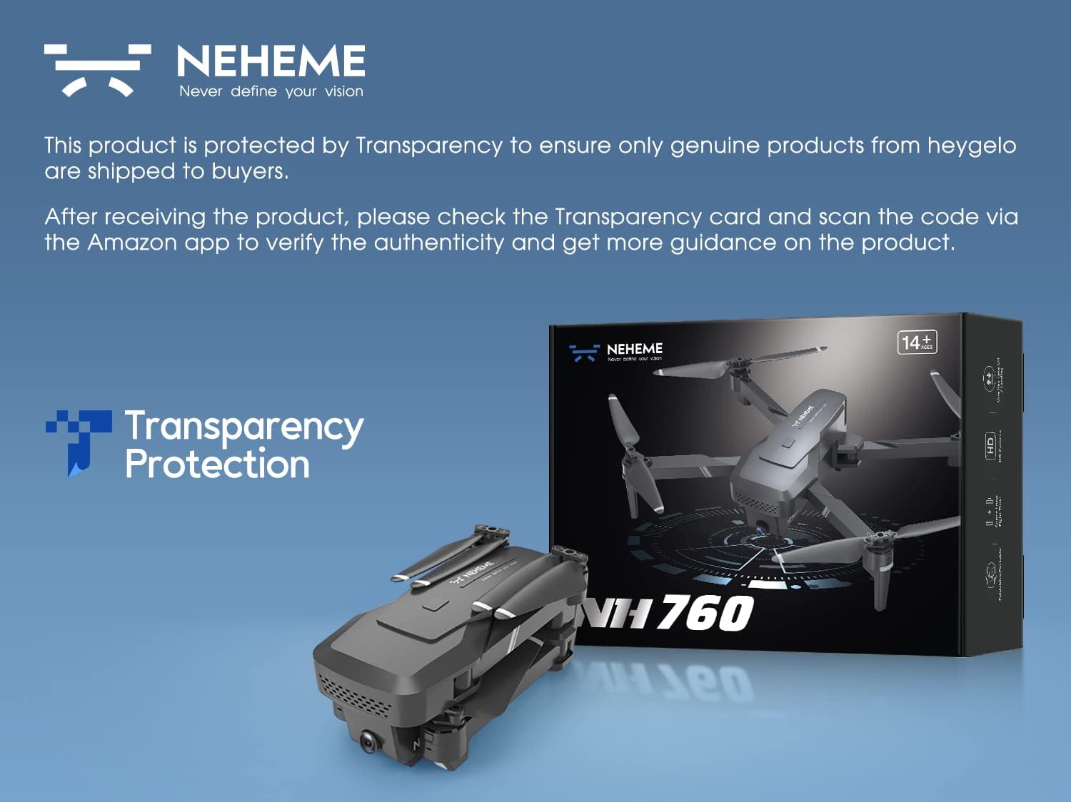 NEHEME NH760 Drones with 1080P HD Camera for Adults, WIFI FPV Live Video, Foldable Drones for Kids Beginners, Headless Mode, Altitude Hold, RC Quadcopter Toys Gifts with Speed Adjustment, 3D Flips