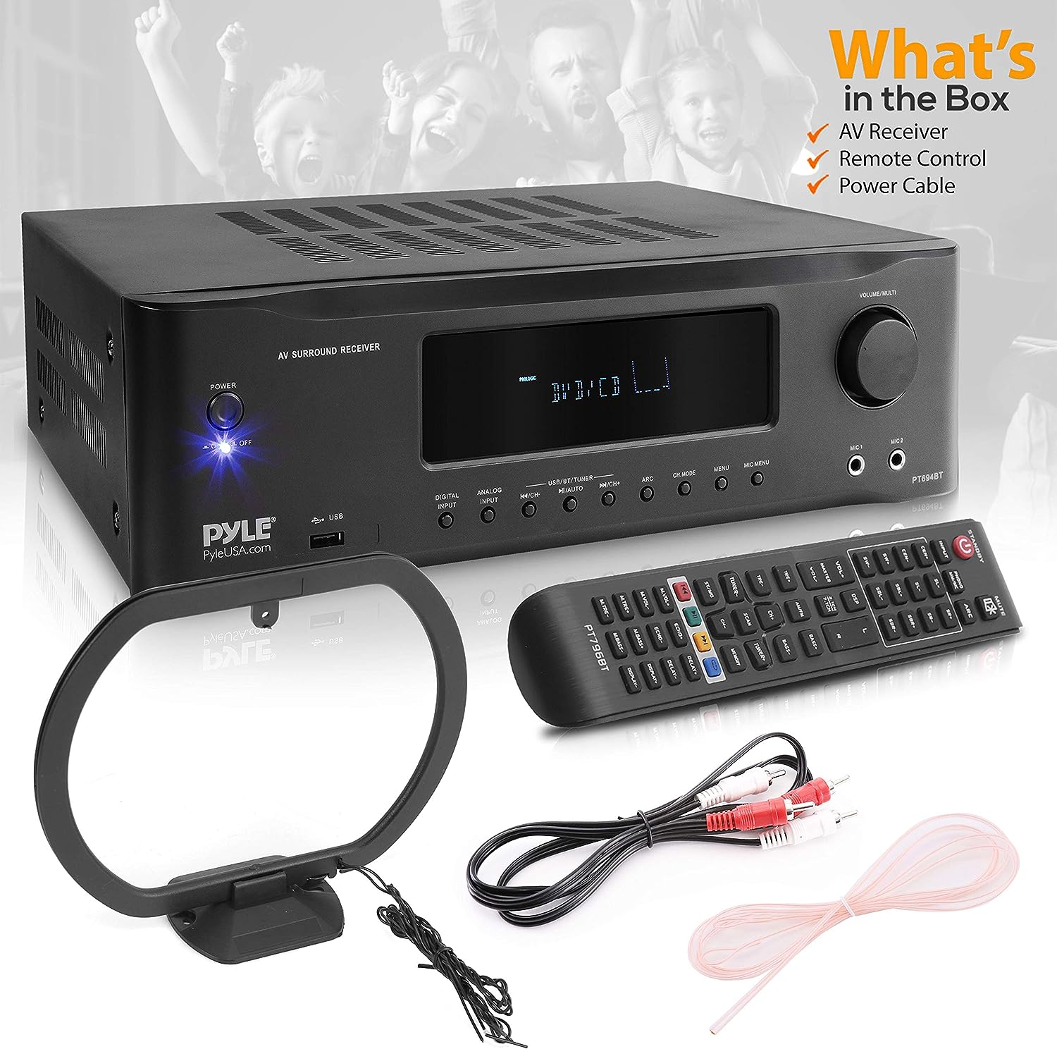 Pyle 7.1-Channel Hi-Fi Bluetooth Stereo Amplifier - 2000 Watt AV Home Theater Speaker Subwoofer Surround Sound Receiver w/ Radio, USB, RCA, HDMI, MIC IN, Supports 4K UHD TV, 3D, Blu-Ray - PT796BT