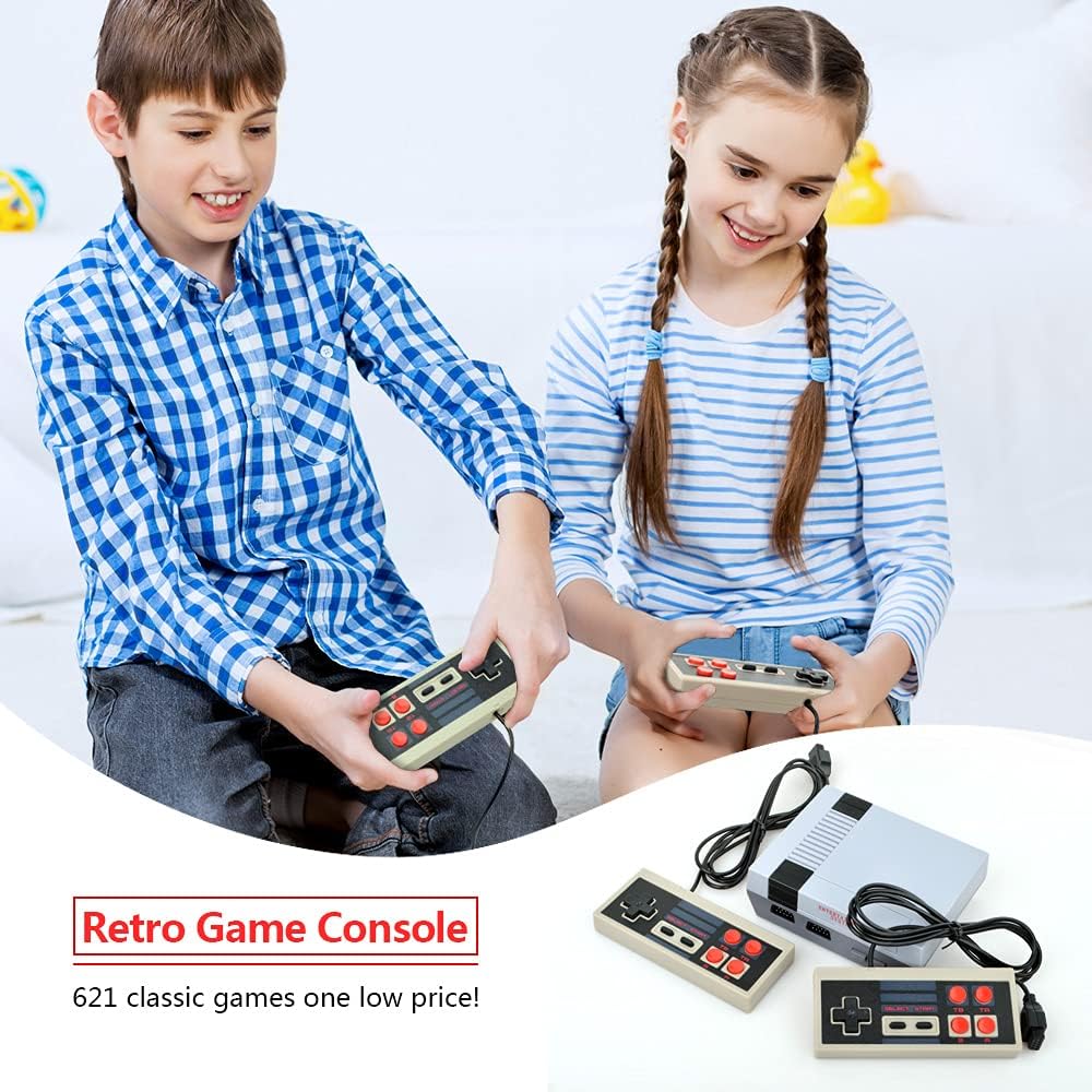 Retro Game Console Mini Classic Game System Built-in 620 Classic Video Games Plug and Play TV Games with 2X 4 Classic Edition Controller for Kids and Adults AV Output