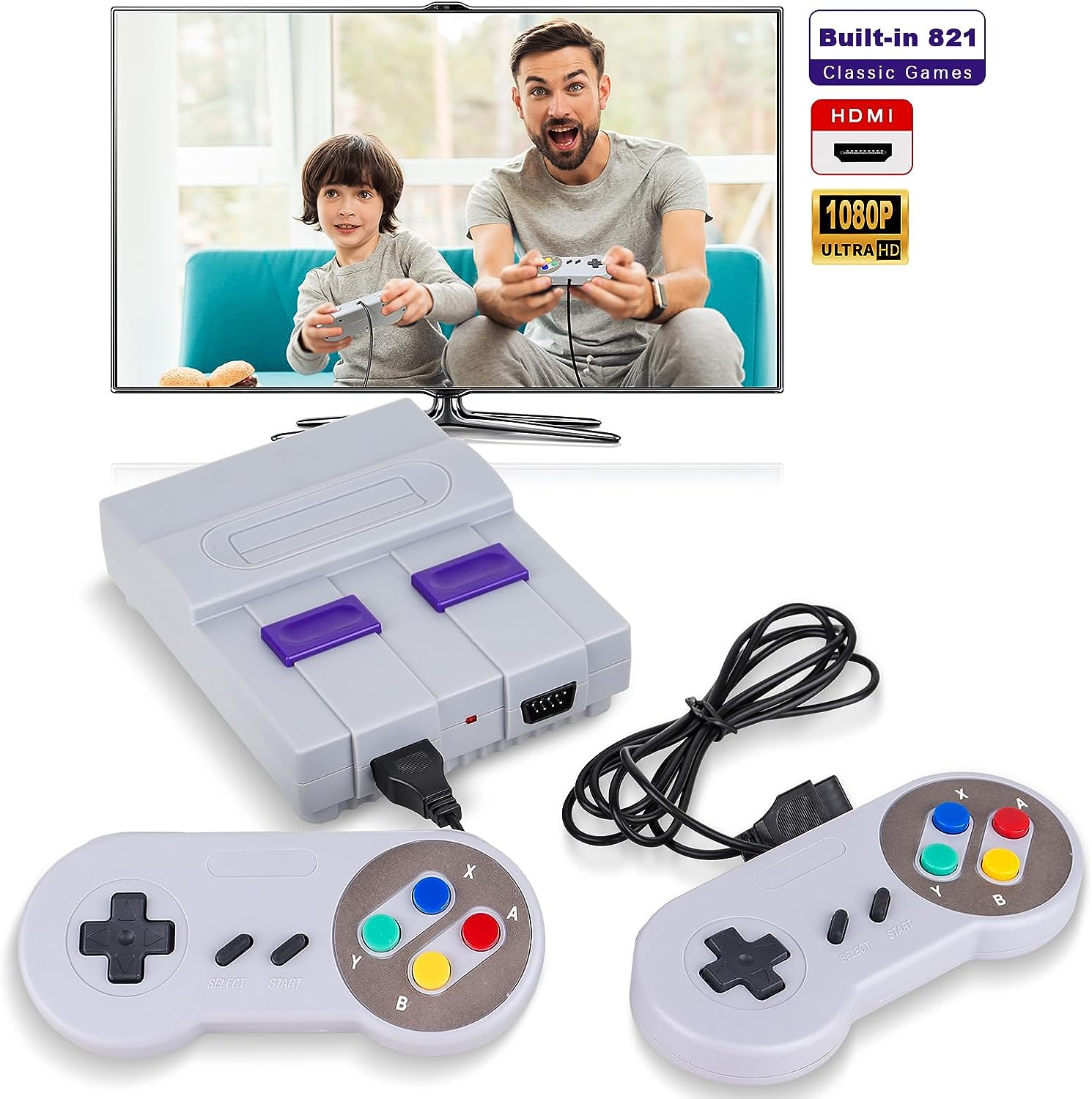 Retro Game Console Mini Classic Game System Built-in 620 Classic Video Games Plug and Play TV Games with 2X 4 Classic Edition Controller for Kids and Adults AV Output