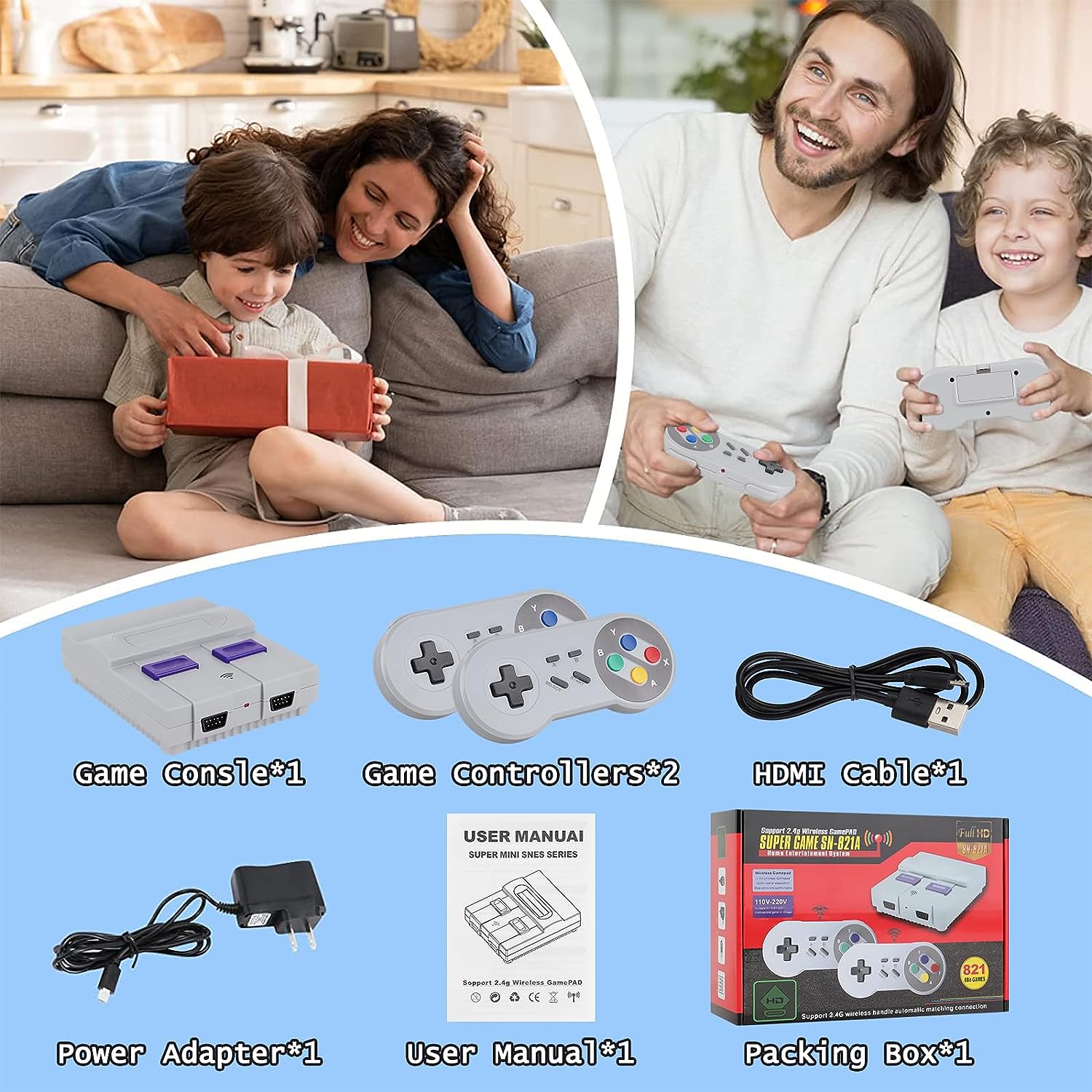 Retro Game Console Mini Classic Game System Built-in 620 Classic Video Games Plug and Play TV Games with 2X 4 Classic Edition Controller for Kids and Adults AV Output