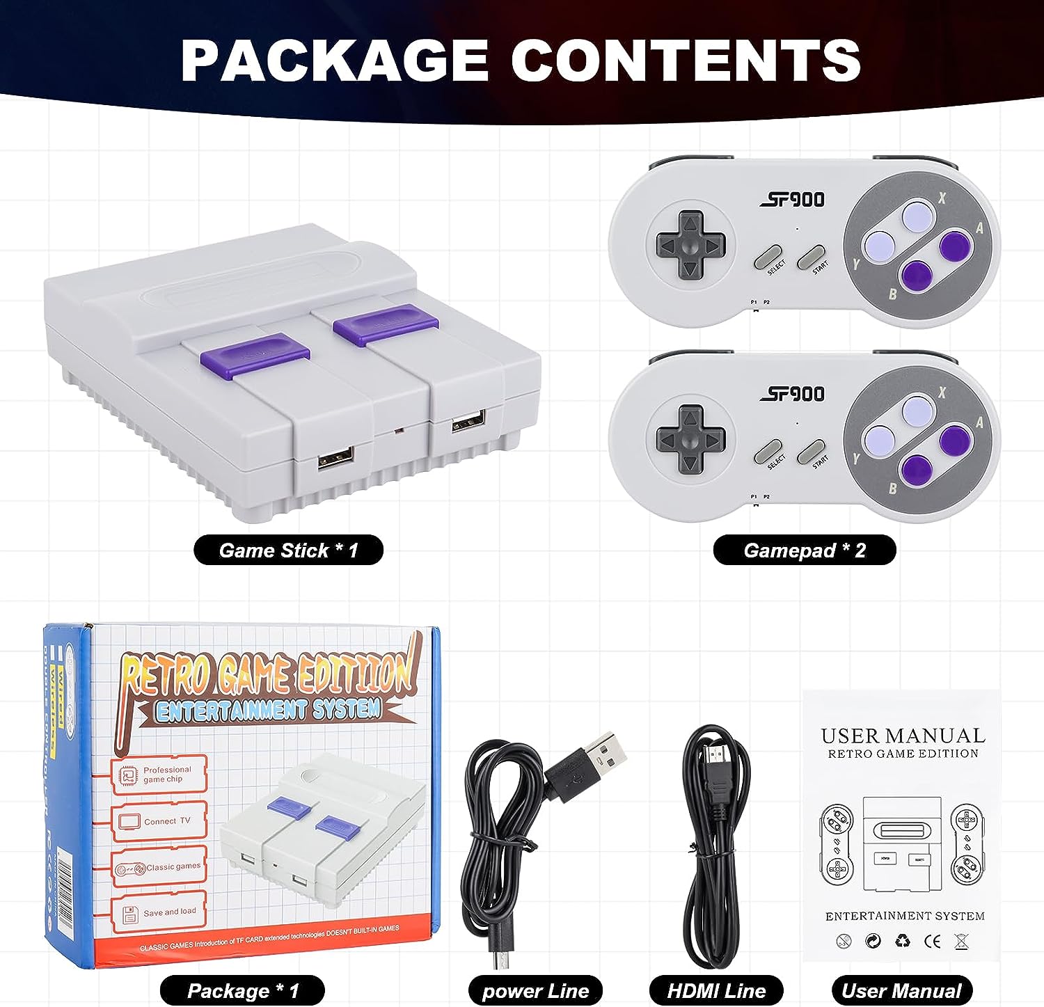 Retro Game Console Mini Classic Game System Built-in 620 Classic Video Games Plug and Play TV Games with 2X 4 Classic Edition Controller for Kids and Adults AV Output