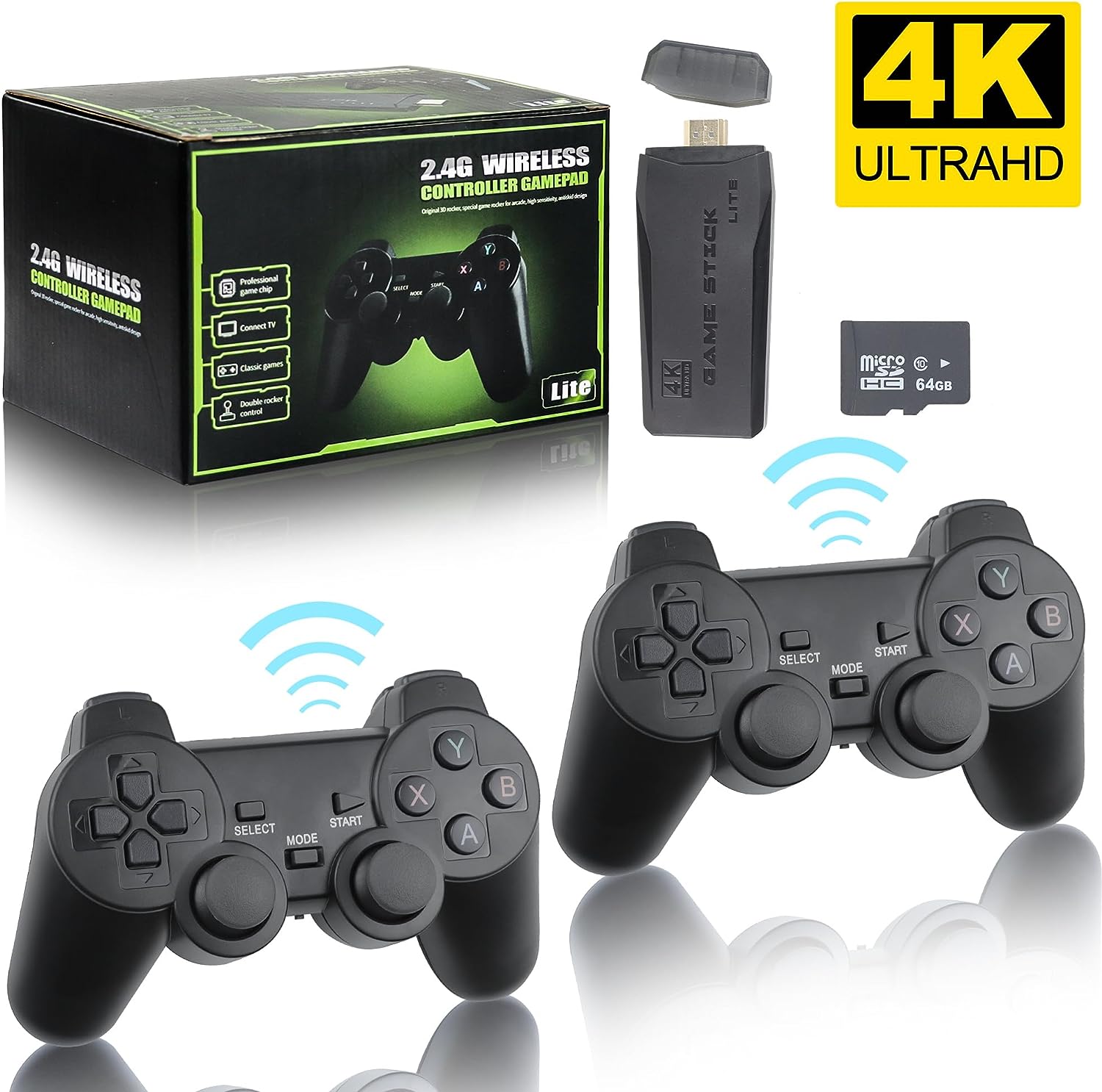 Retro Game Stick – Revisit Classic Games with Built-in 9 Emulators, 20,000+ Games, 4K HDMI Output, and 2.4GHz Wireless Controller for TV Plug and Play