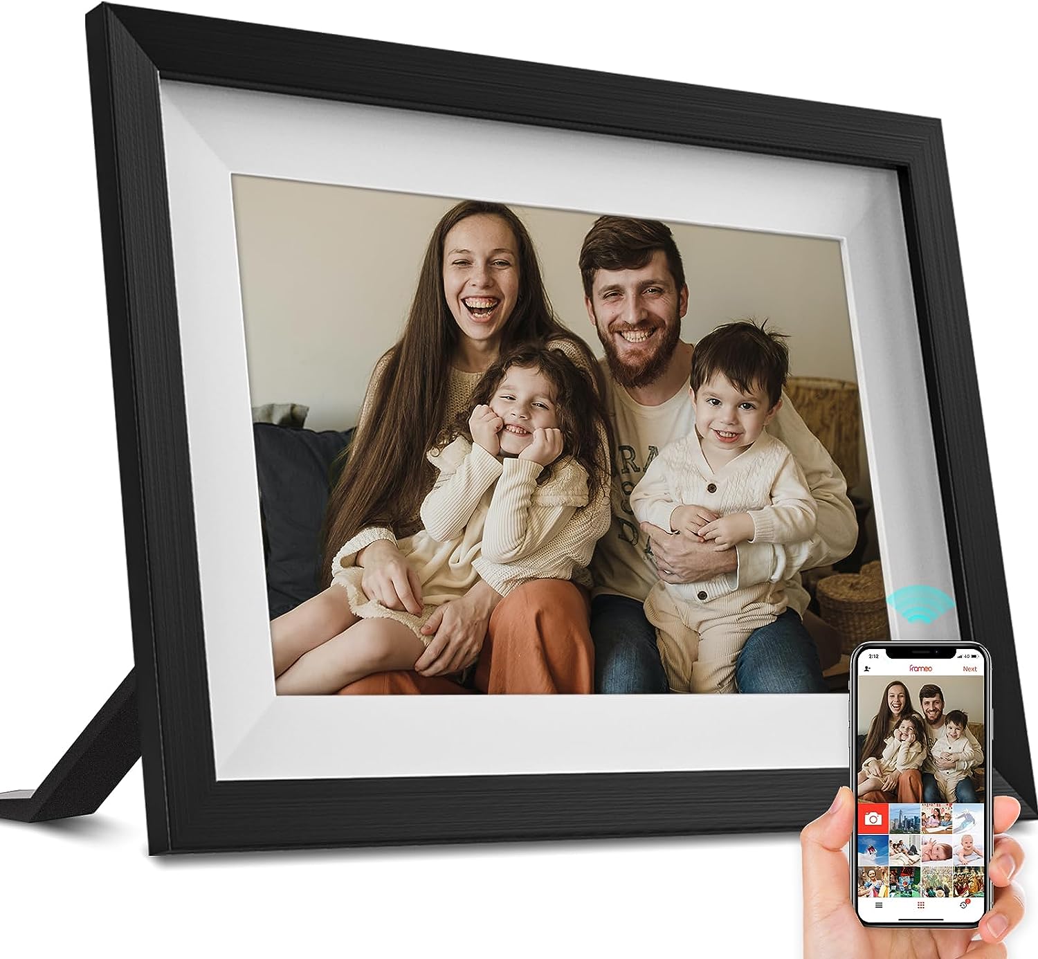 Amaboo 10.1 Inch WiFi Smart Cloud Digital Picture Frame, Electronic Photo Frame with IPS LCD Touch Screen HD Display, Auto Rotate, Share Photos or Videos via Frameo APP