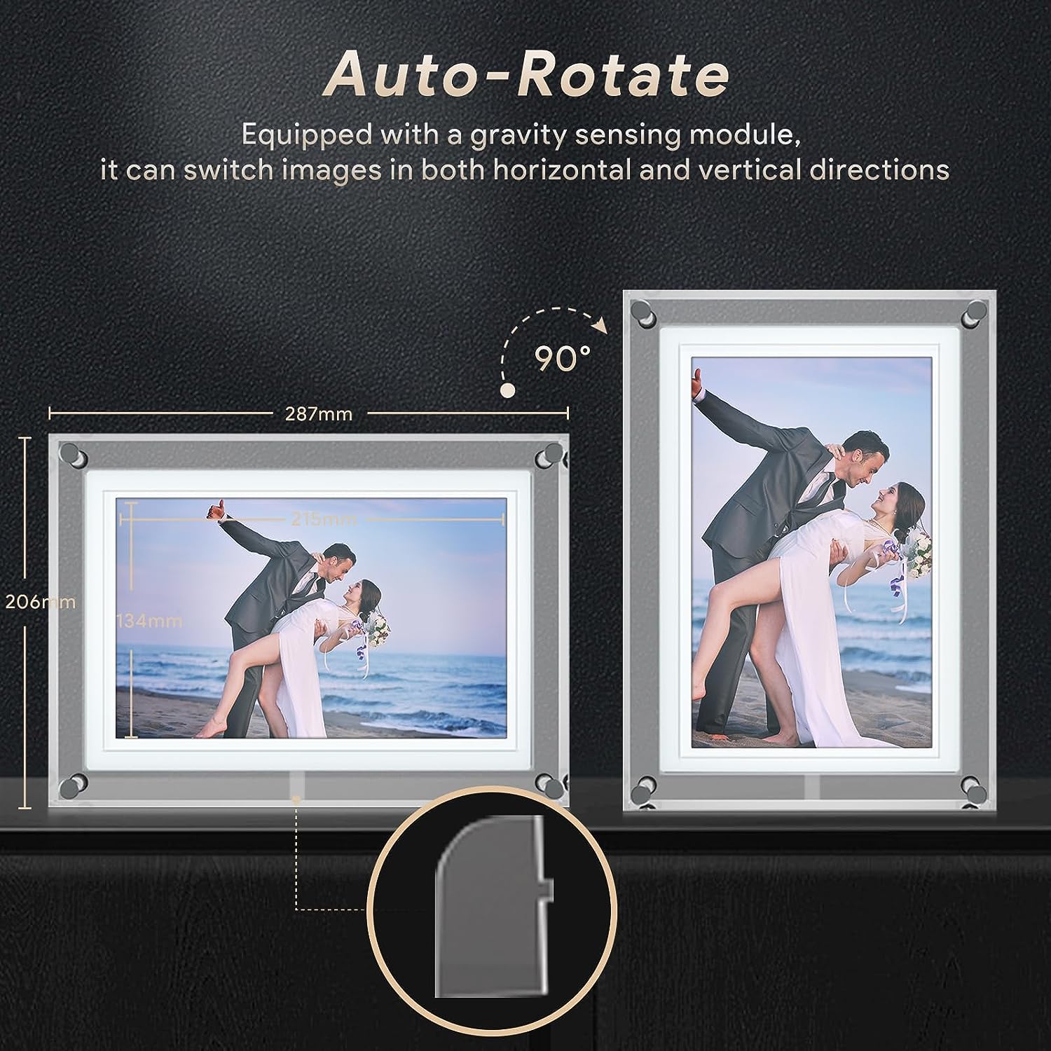 Amaboo 10.1 Inch WiFi Smart Cloud Digital Picture Frame, Electronic Photo Frame with IPS LCD Touch Screen HD Display, Auto Rotate, Share Photos or Videos via Frameo APP