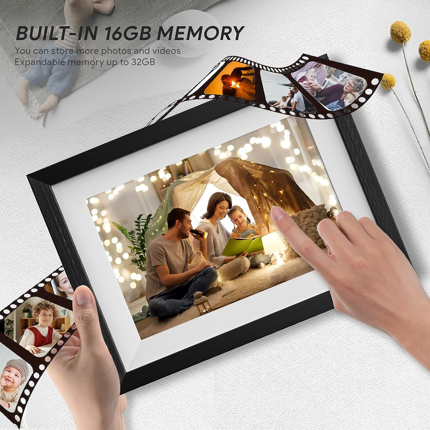 Amaboo 10.1 Inch WiFi Smart Cloud Digital Picture Frame, Electronic Photo Frame with IPS LCD Touch Screen HD Display, Auto Rotate, Share Photos or Videos via Frameo APP