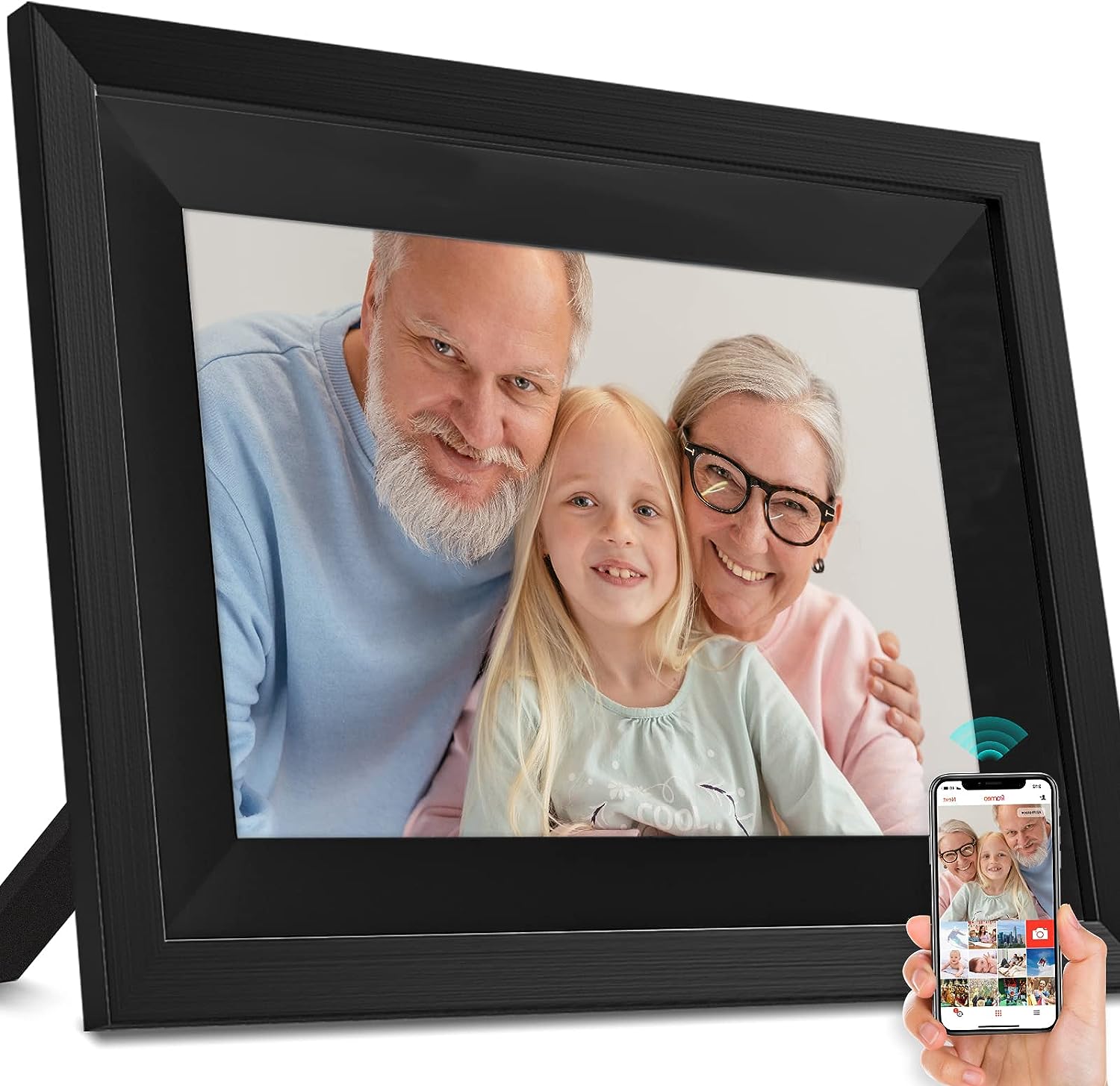 Amaboo 10.1 Inch WiFi Smart Cloud Digital Picture Frame, Electronic Photo Frame with IPS LCD Touch Screen HD Display, Auto Rotate, Share Photos or Videos via Frameo APP