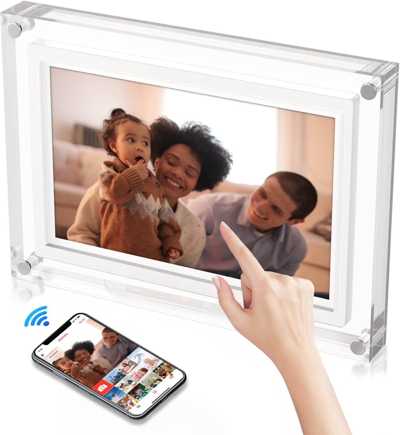 Amaboo 10.1 Inch WiFi Smart Cloud Digital Picture Frame, Electronic Photo Frame with IPS LCD Touch Screen HD Display, Auto Rotate, Share Photos or Videos via Frameo APP