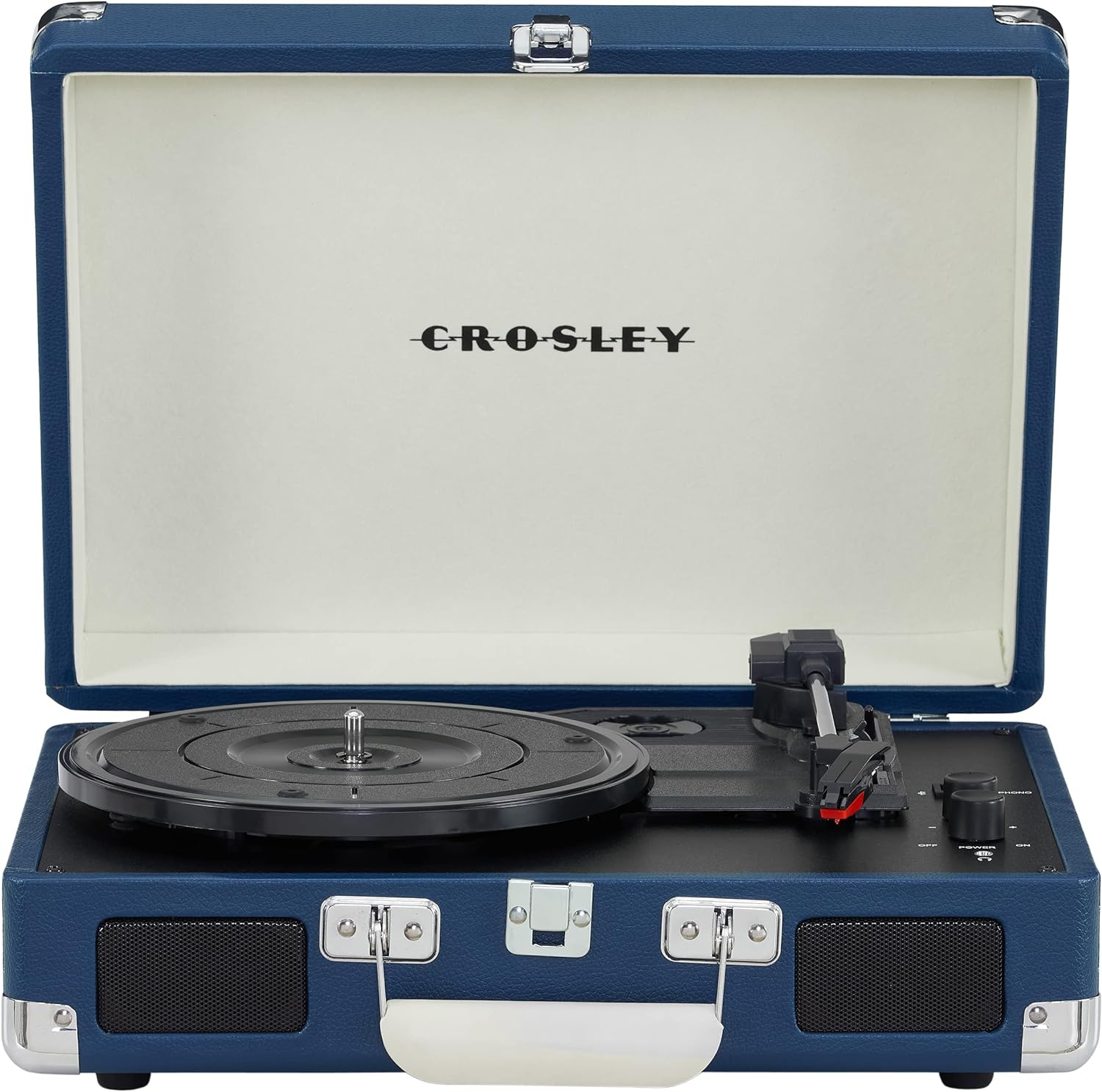 Crosley CR8005F-LT Cruiser Plus Vintage 3-Speed Bluetooth in/Out Suitcase Vinyl Record Player Turntable, Light Tan