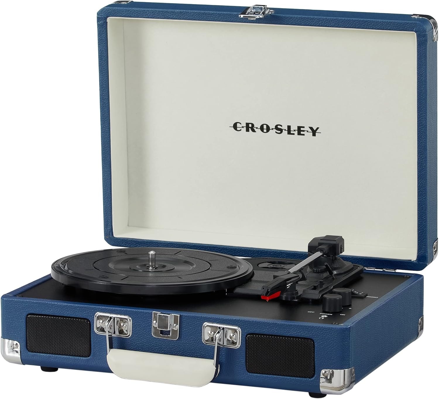 Crosley CR8005F-LT Cruiser Plus Vintage 3-Speed Bluetooth in/Out Suitcase Vinyl Record Player Turntable, Light Tan