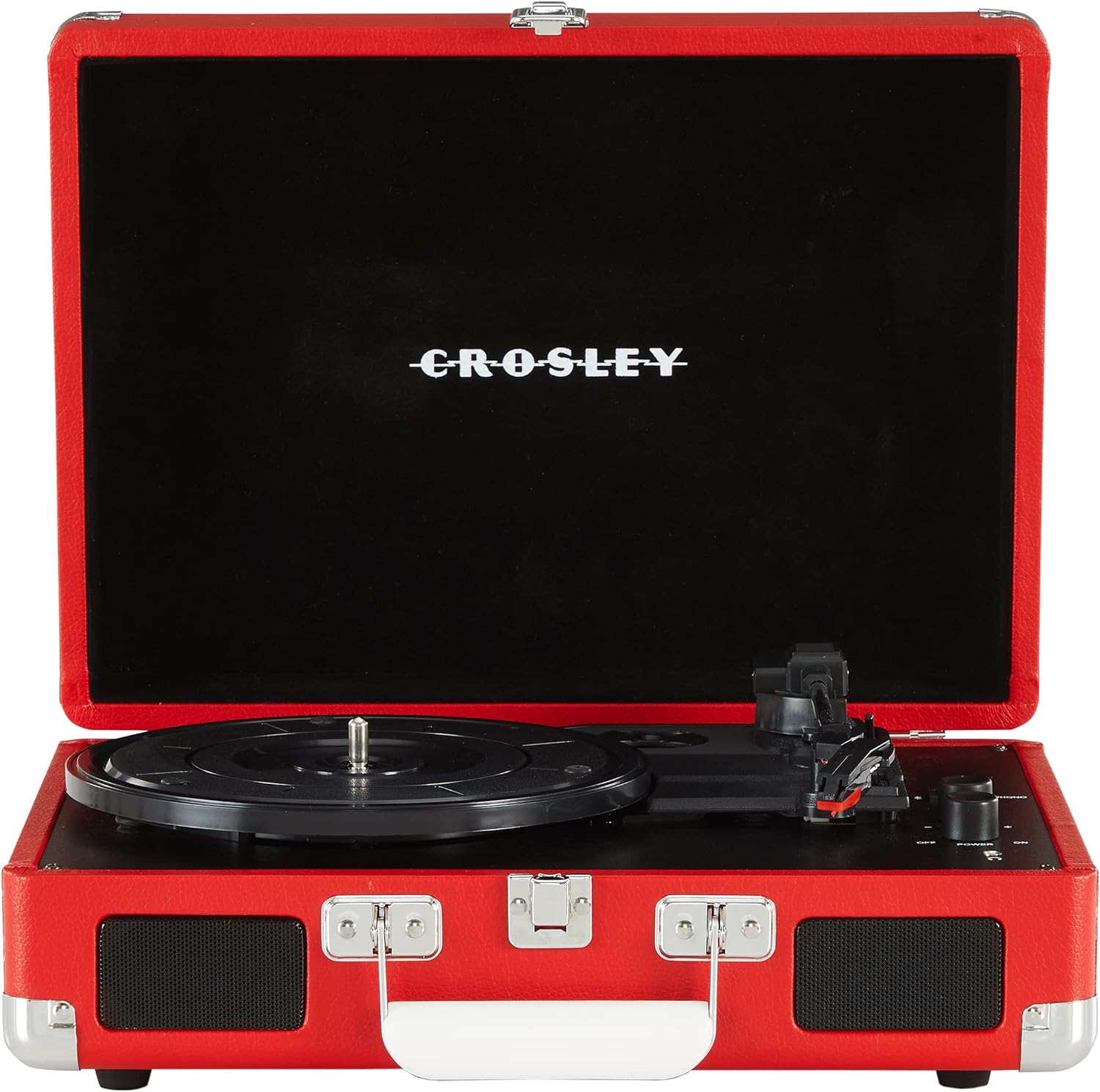 Crosley CR8005F-LT Cruiser Plus Vintage 3-Speed Bluetooth in/Out Suitcase Vinyl Record Player Turntable, Light Tan