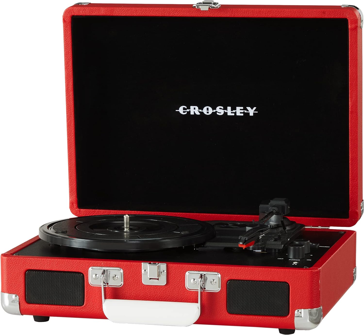 Crosley CR8005F-LT Cruiser Plus Vintage 3-Speed Bluetooth in/Out Suitcase Vinyl Record Player Turntable, Light Tan