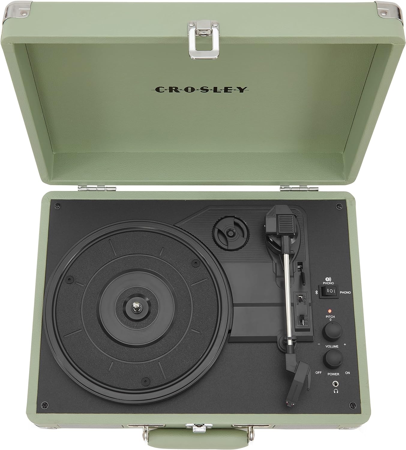 Crosley CR8005F-LT Cruiser Plus Vintage 3-Speed Bluetooth in/Out Suitcase Vinyl Record Player Turntable, Light Tan