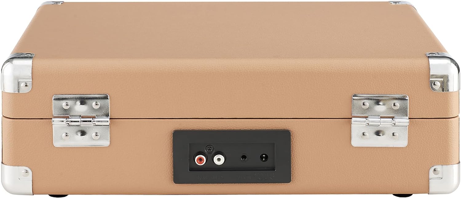 Crosley CR8005F-LT Cruiser Plus Vintage 3-Speed Bluetooth in/Out Suitcase Vinyl Record Player Turntable, Light Tan