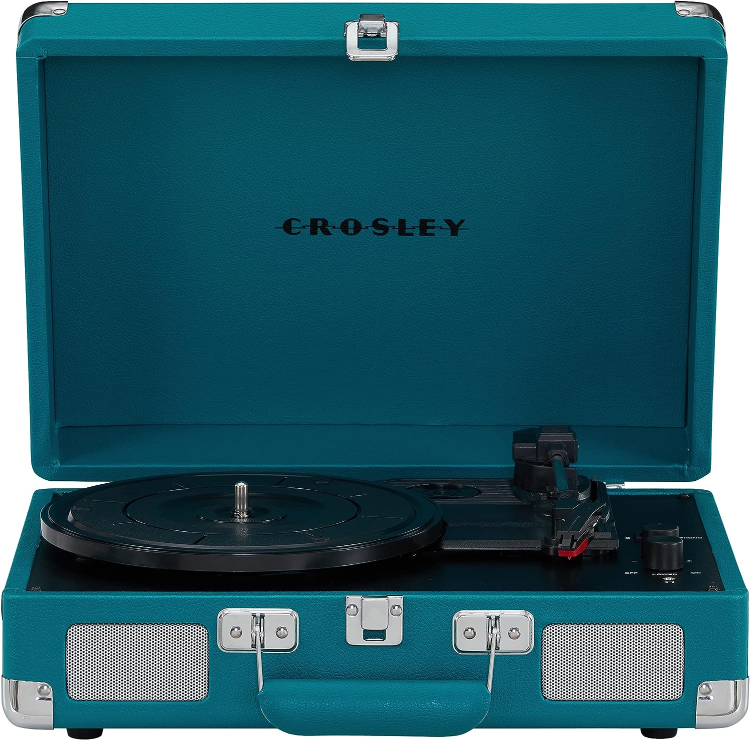 Crosley CR8005F-LT Cruiser Plus Vintage 3-Speed Bluetooth in/Out Suitcase Vinyl Record Player Turntable, Light Tan