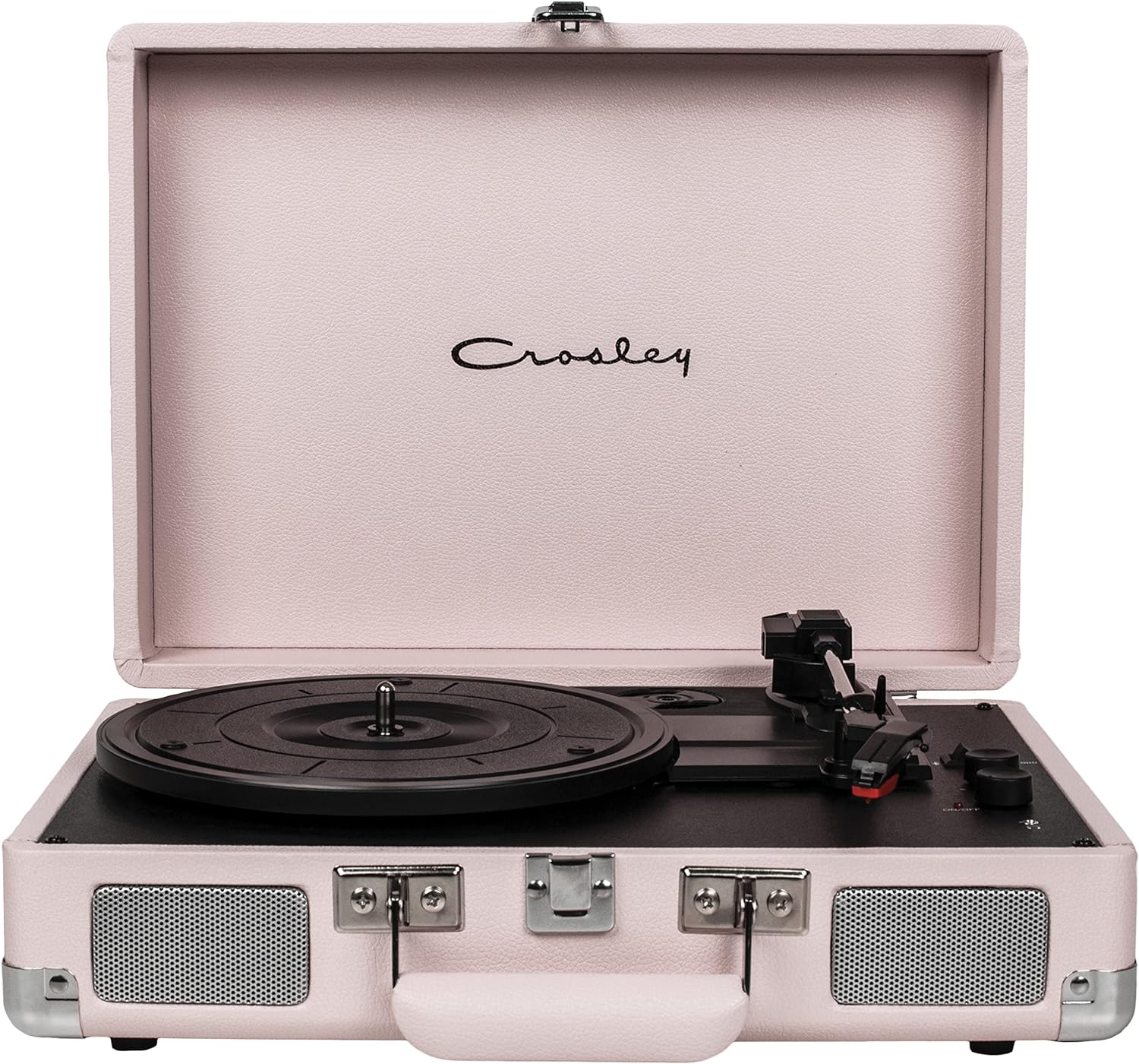 Crosley CR8005F-LT Cruiser Plus Vintage 3-Speed Bluetooth in/Out Suitcase Vinyl Record Player Turntable, Light Tan