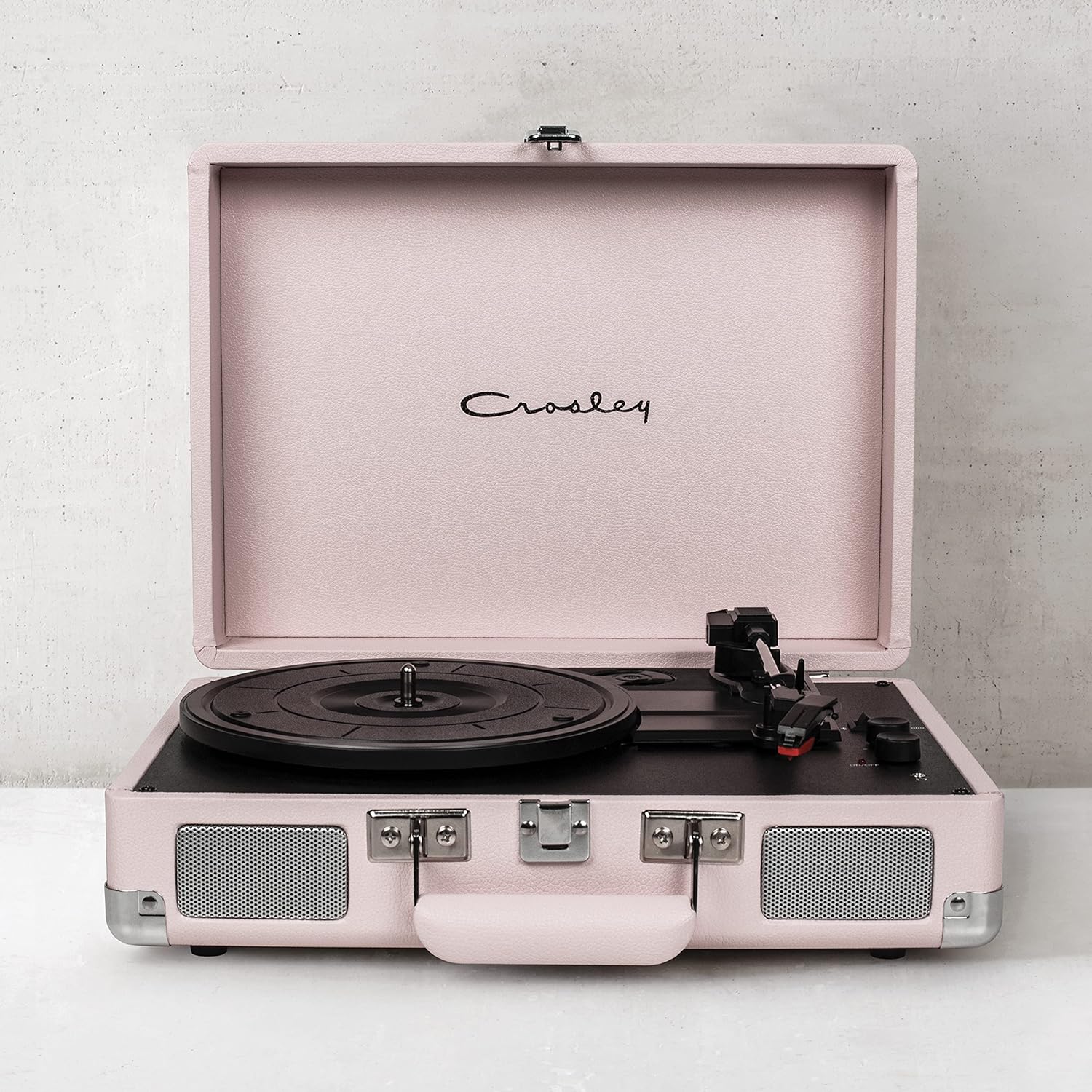 Crosley CR8005F-LT Cruiser Plus Vintage 3-Speed Bluetooth in/Out Suitcase Vinyl Record Player Turntable, Light Tan